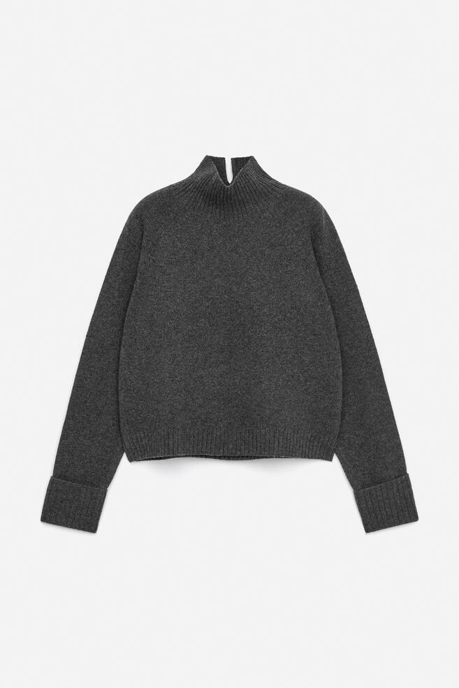 Roll-Neck Wool Jumper - Dark Grey Melange/Black - 1