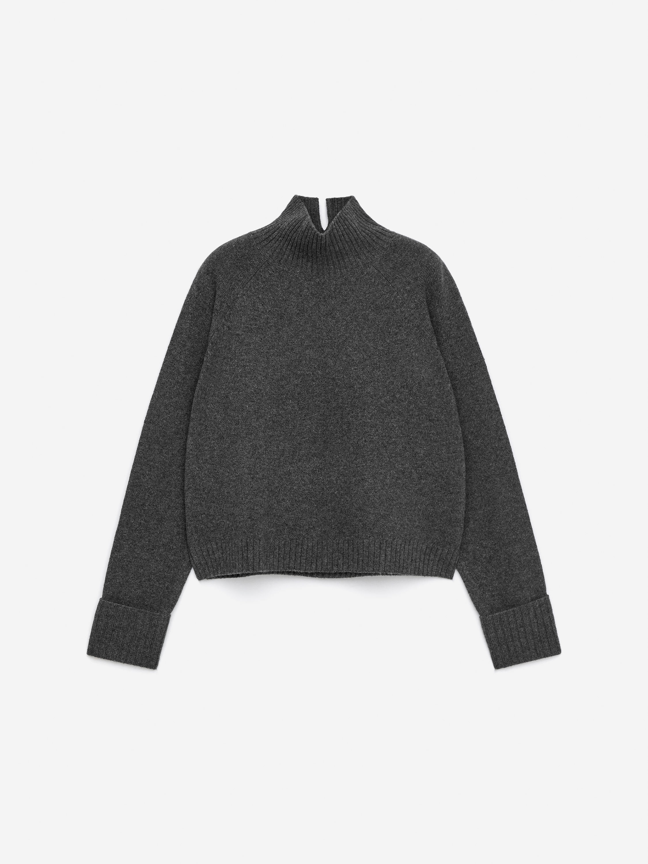 Roll-Neck Wool Jumper-Grey-16718
