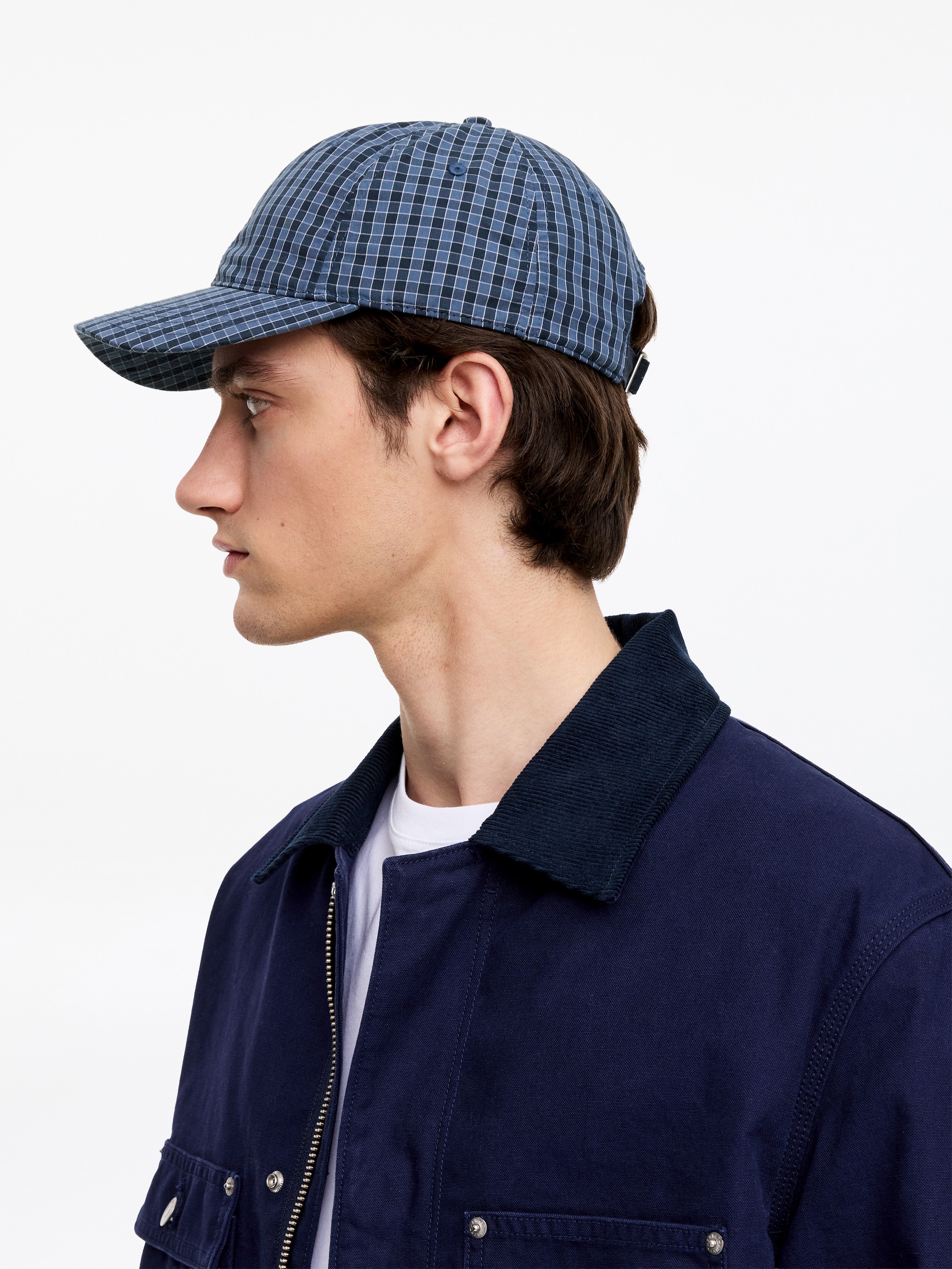 Keps i bomullspoplin - Mörkblå/Rutig - Men - StillMedia/Lookbook - 4