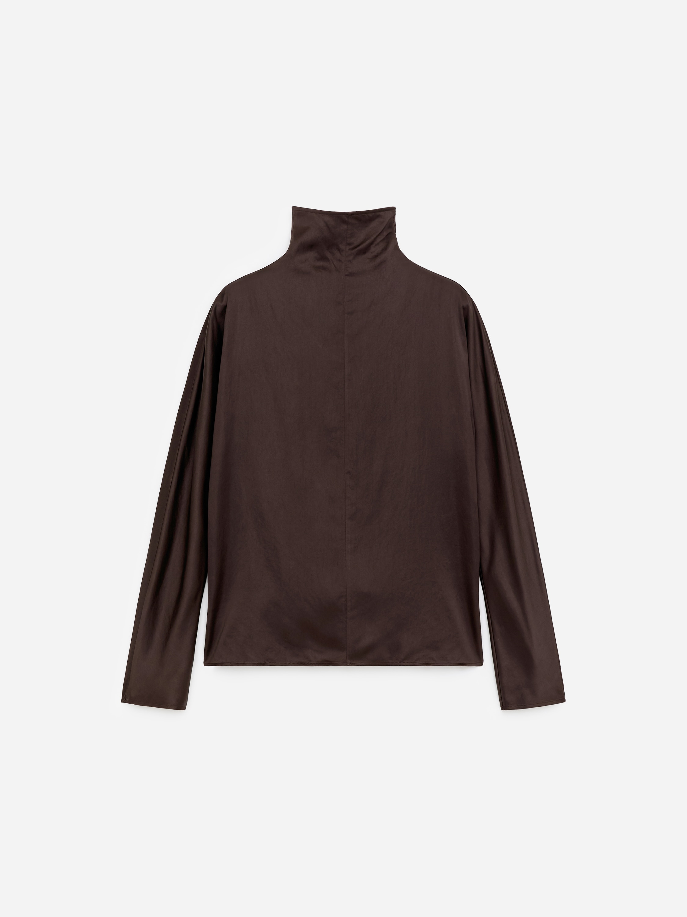 Haut en satin à col montant - Marron foncé