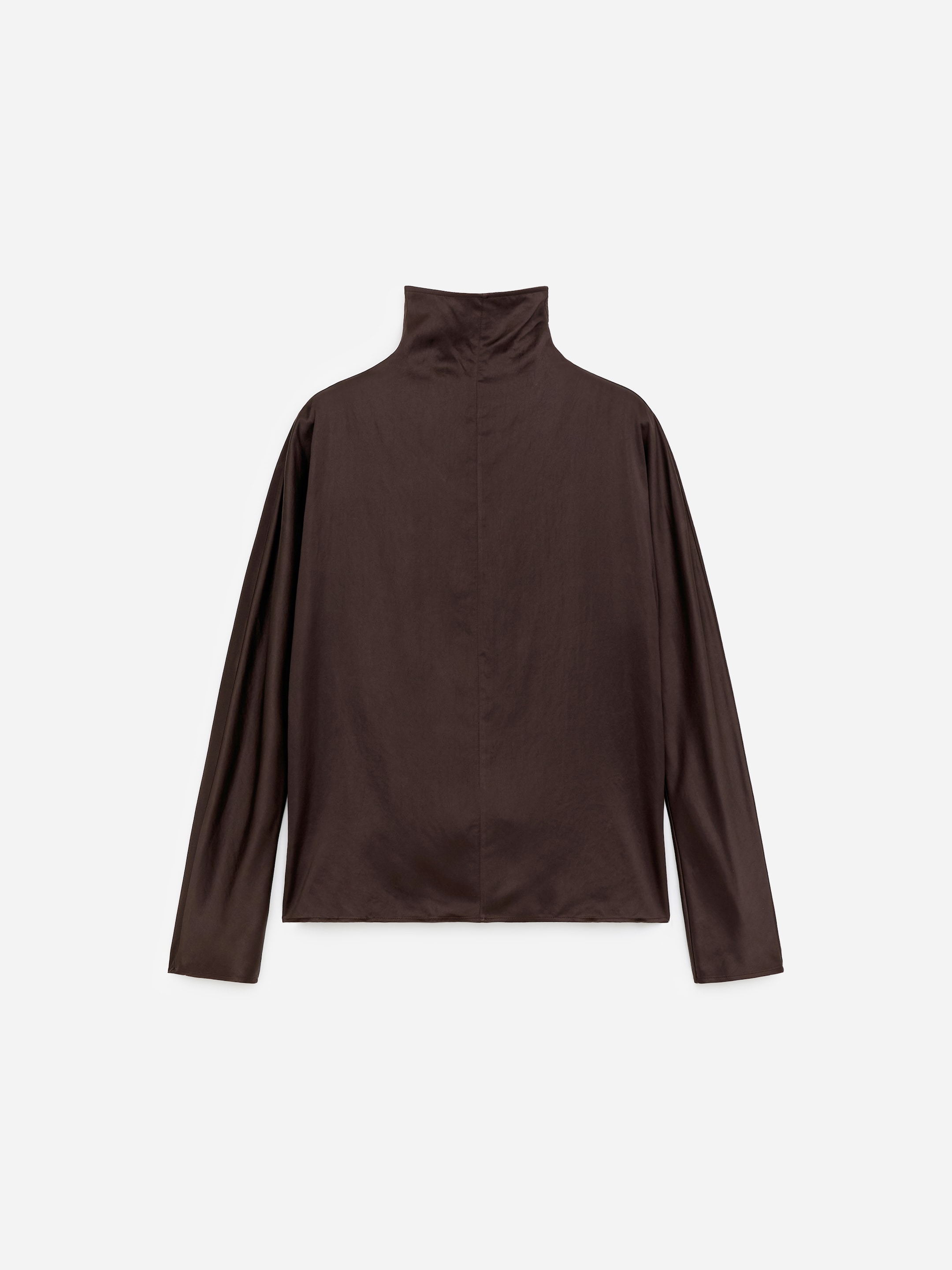 Mock-Neck Satin Top-Brown-18023
