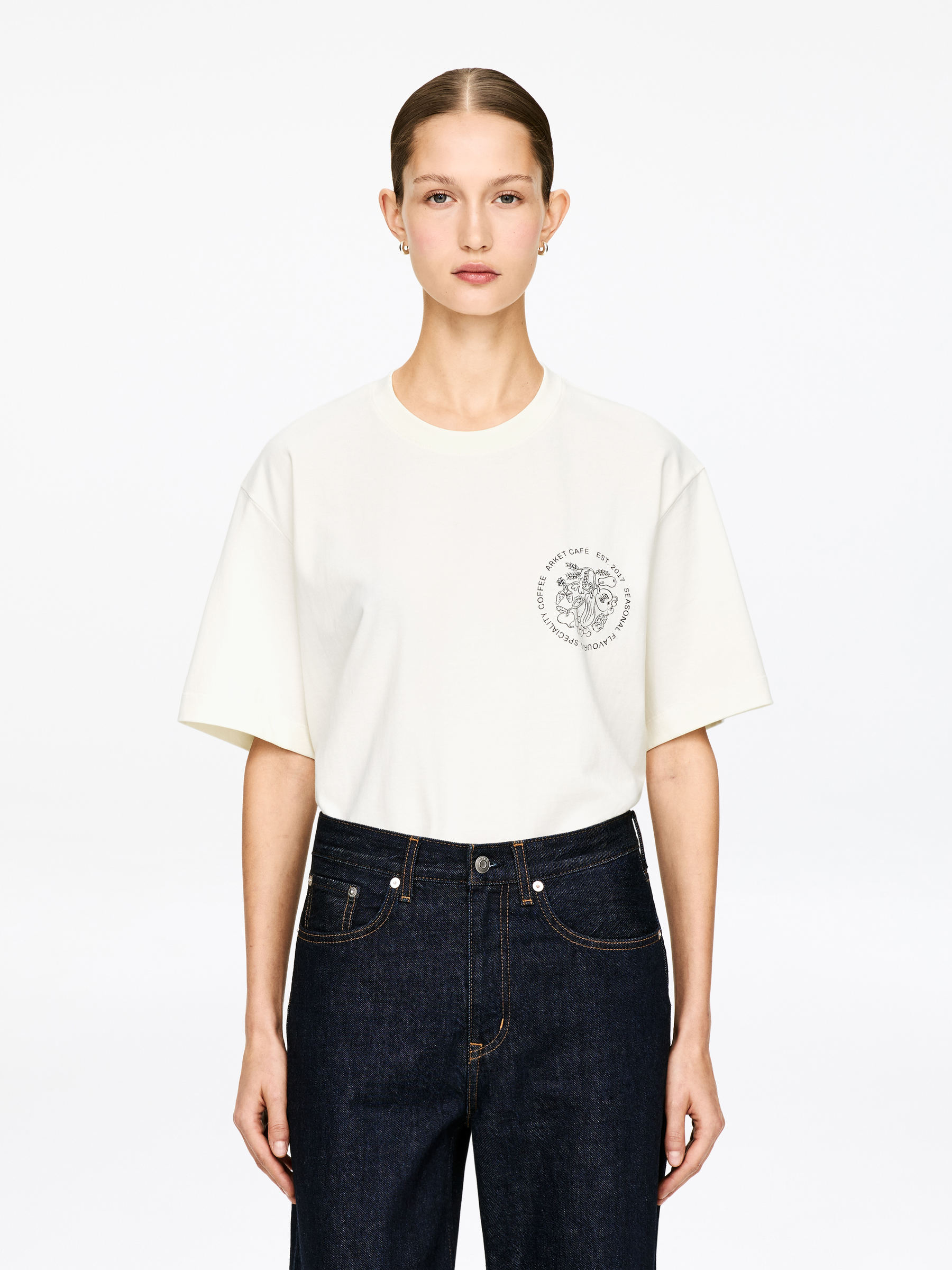 ARKET CAFÉ Printed T-Shirt-#EDEEE6-12767