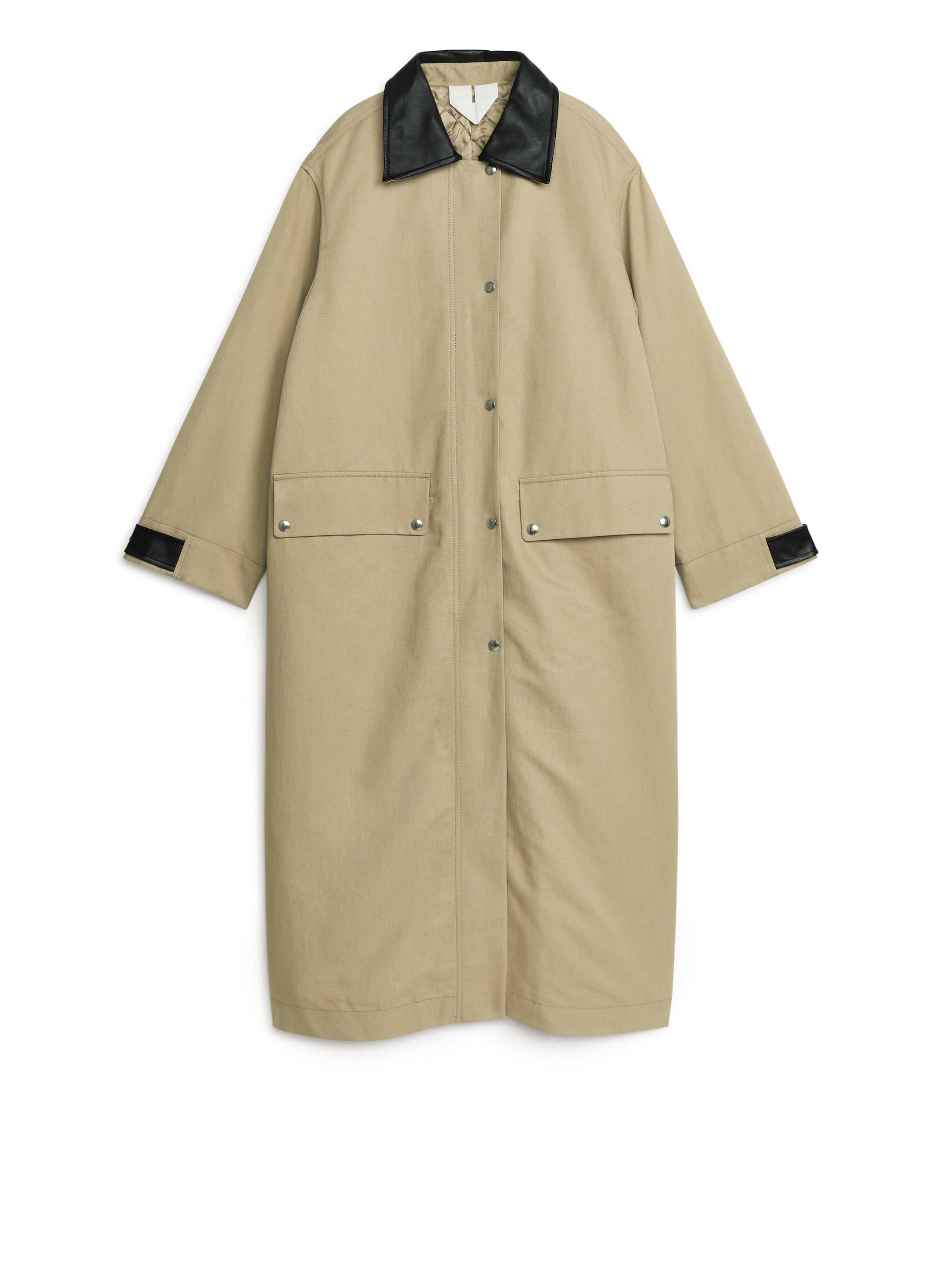 View larger image: Maxi Linen-Cotton Coat - Beige - Ladies | H&M GB 1
