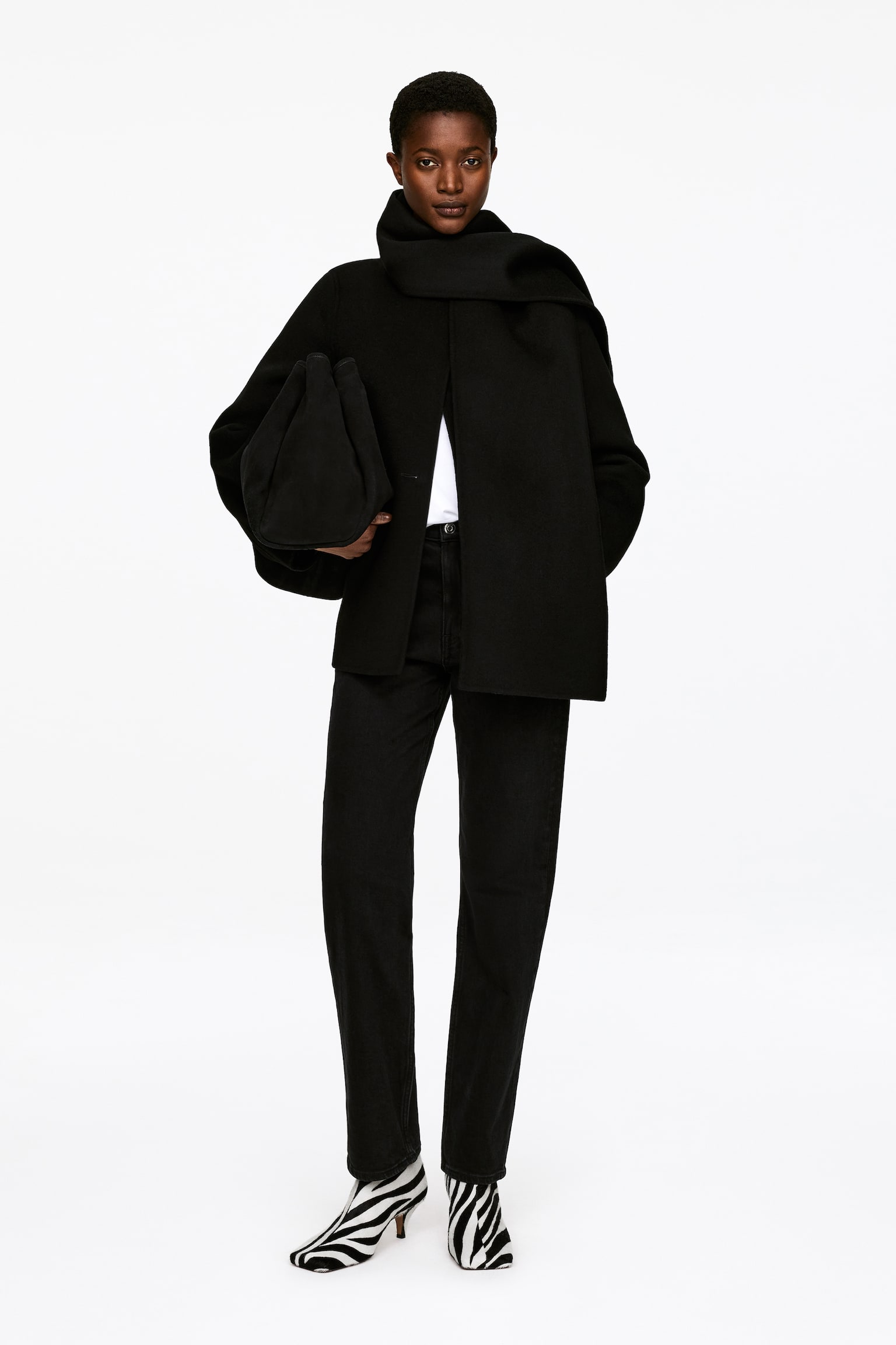 Buty za kostkę we wzór zebry - Biały/czarny/wzór pasków zebry - 5