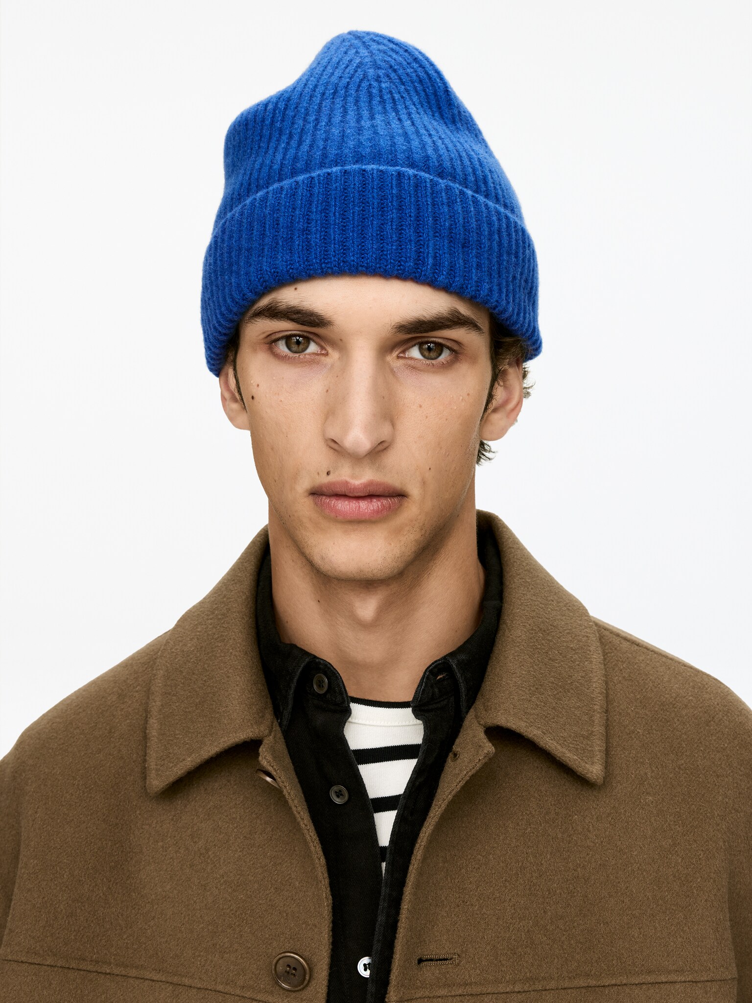 Rib-Knit Wool-Blend Beanie - Albastru/Negru/Roșu - 3