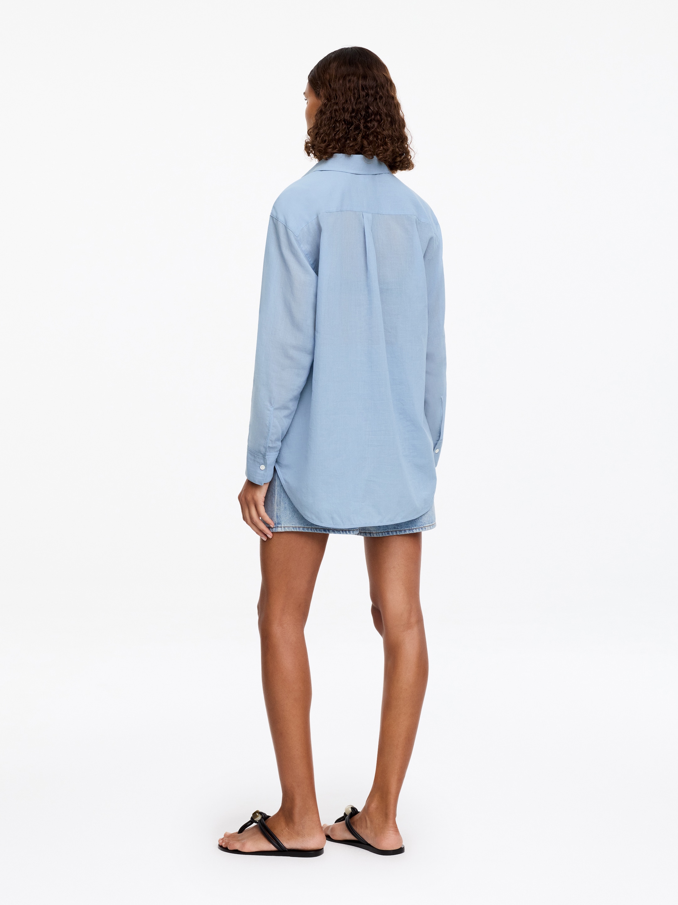 Camisa de crepé holgada - Azul empolvado - Corte estándar - Women - StillMedia/Lookbook - 2