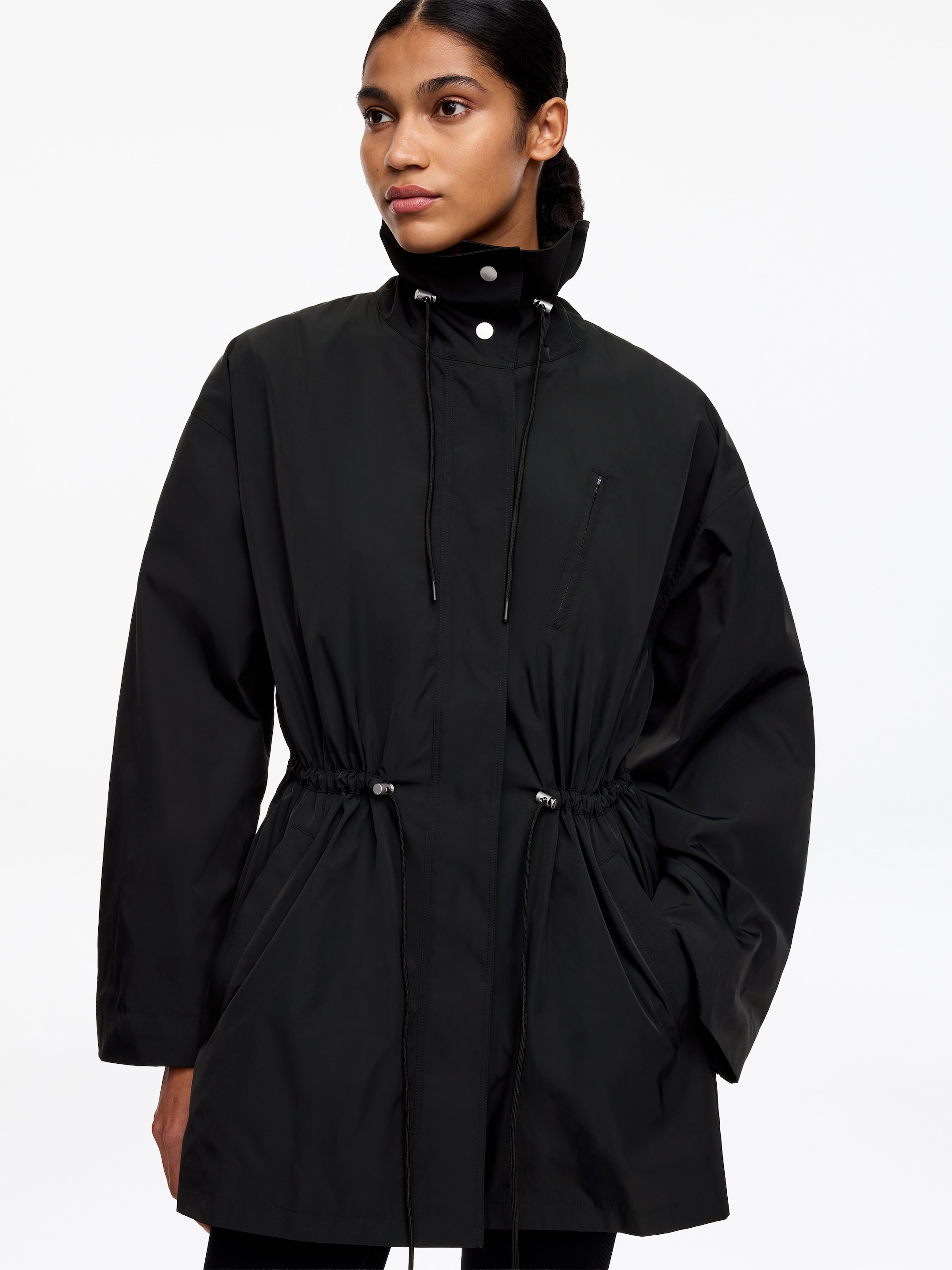 Giacca in nylon con collo alto-#1a1a1a-18382
