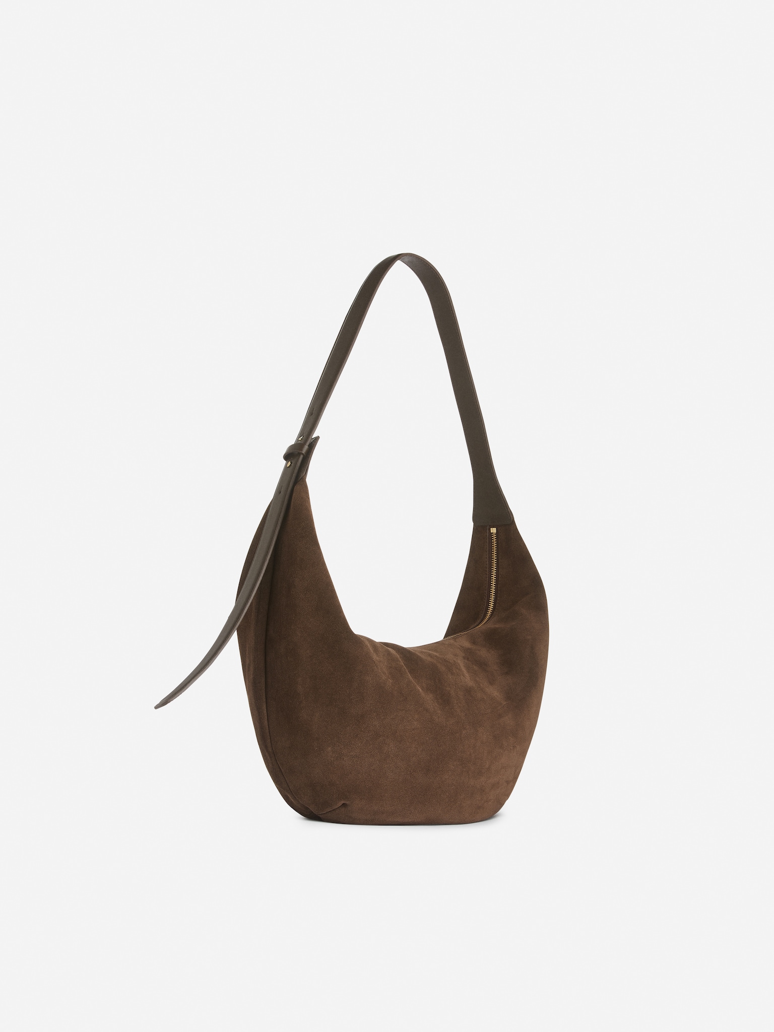 Sac en daim incurvé - Marron/Vert kaki - 2