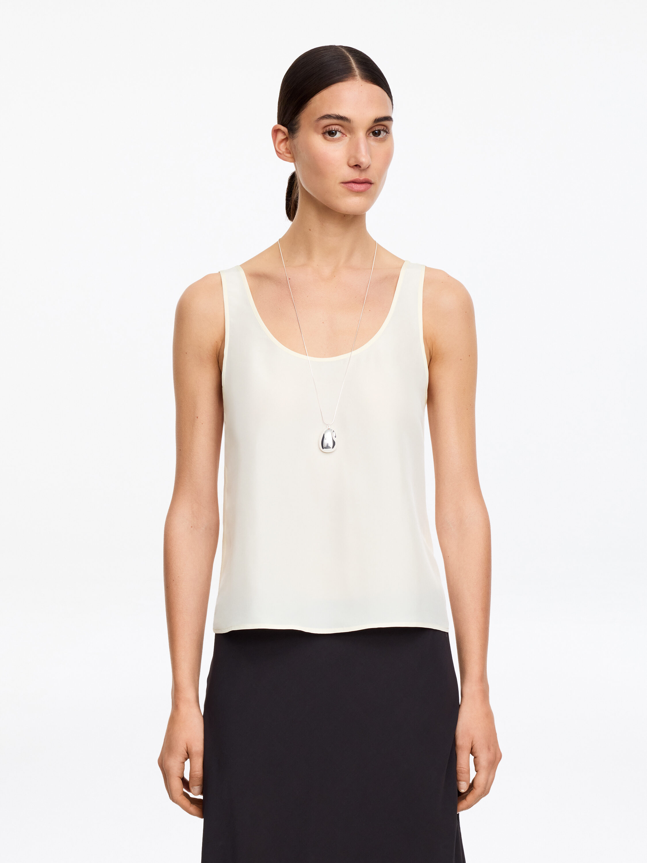 Arket Silk Tank Top in off-white