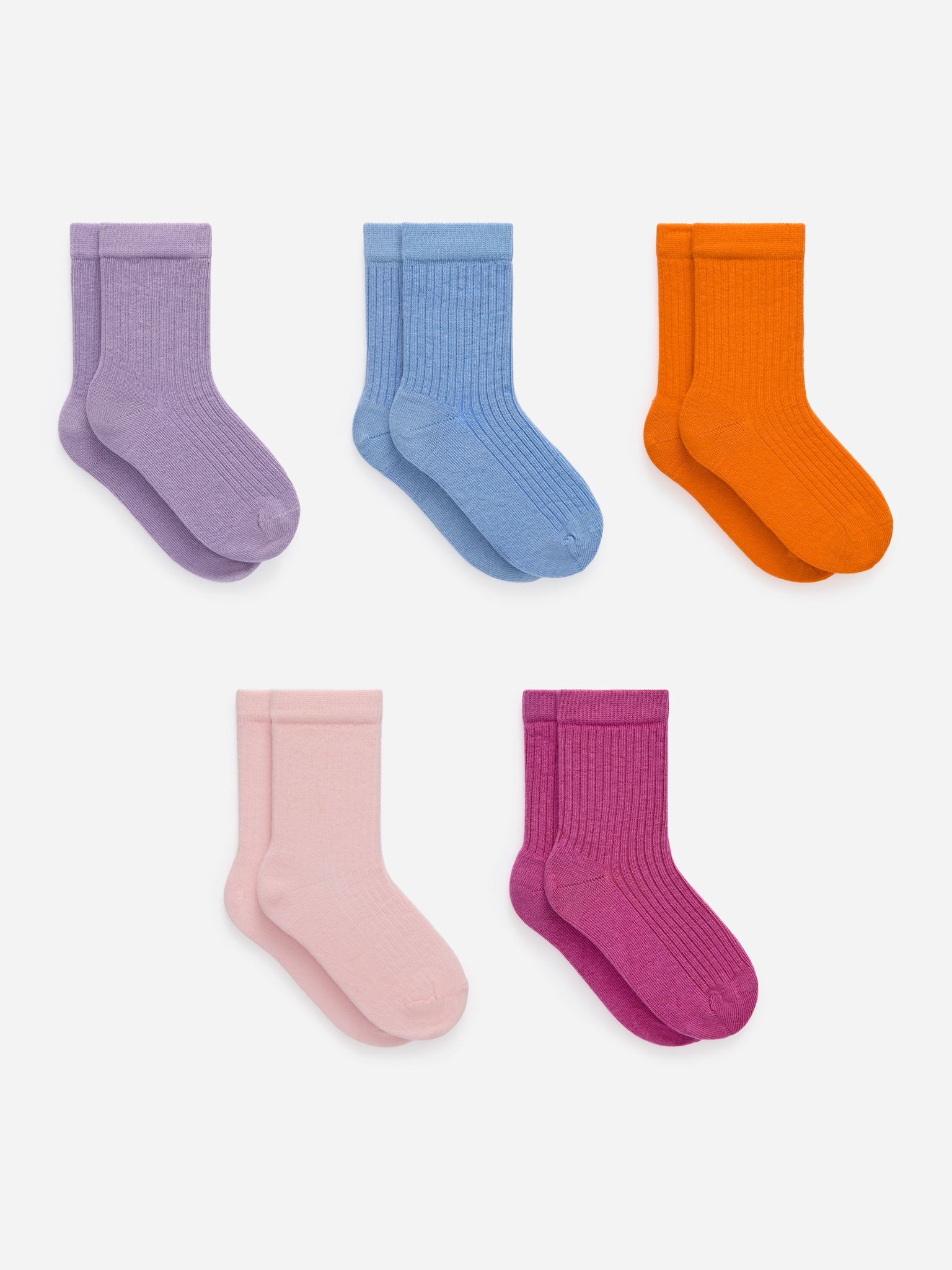 Chaussettes en maille côtelée, 5 paires - Lilas/Rose/Orange/Bleu/Orange/Vert