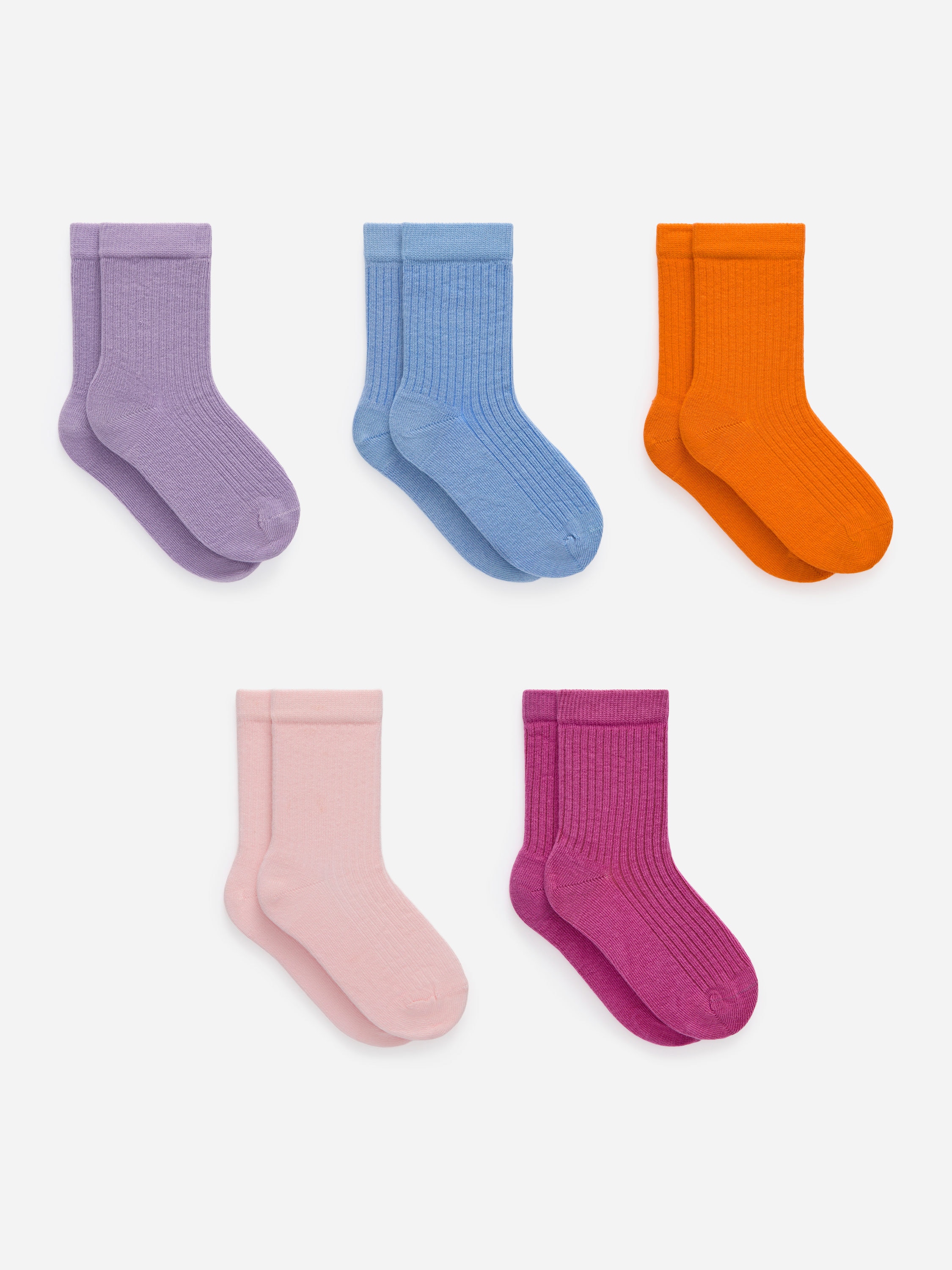 Rib Knit Socks, 5 Pairs-#B196C8-17077