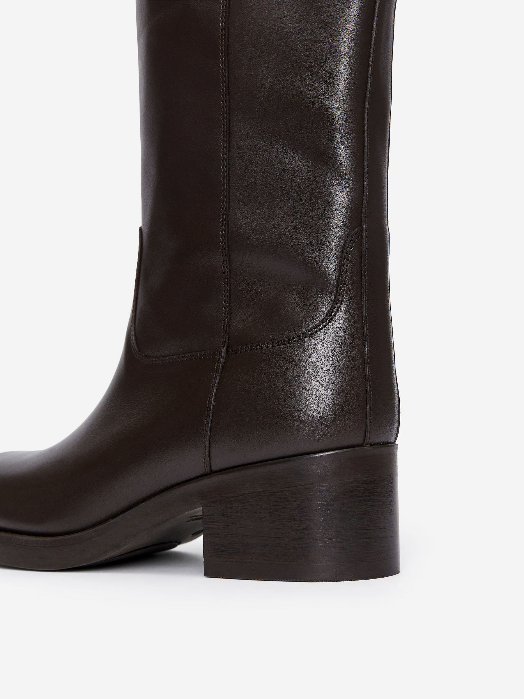 Leather Riding Boots - Dark Brown - Women - StillMedia/DescriptiveStillLife - 12