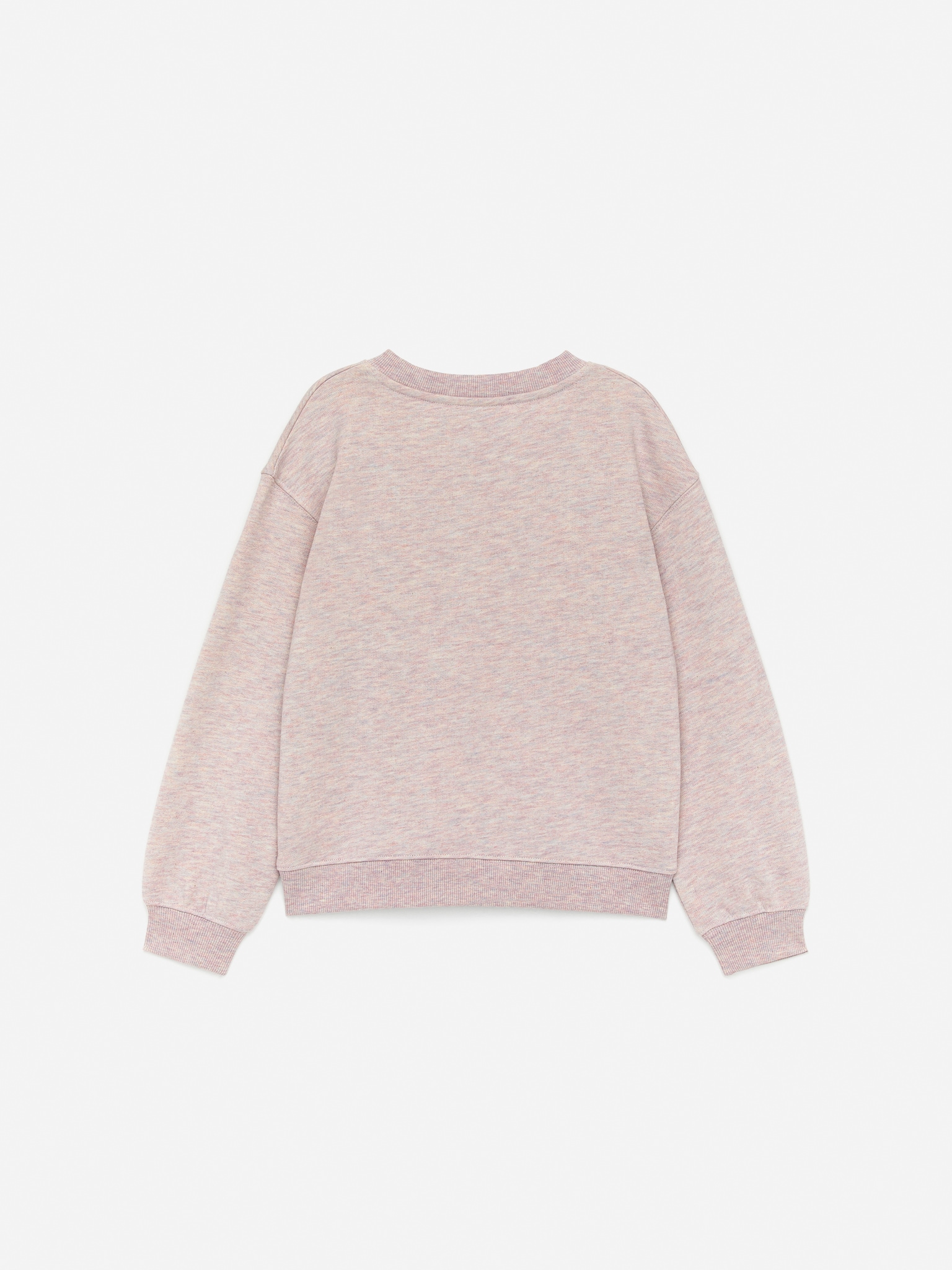 Embroidered Sweatshirt - Pink Melange - 3