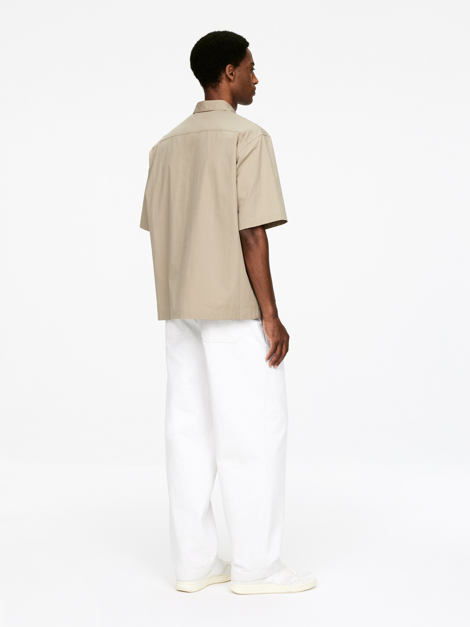 Chemise oversize en popeline - Taupe/Bleu - 3