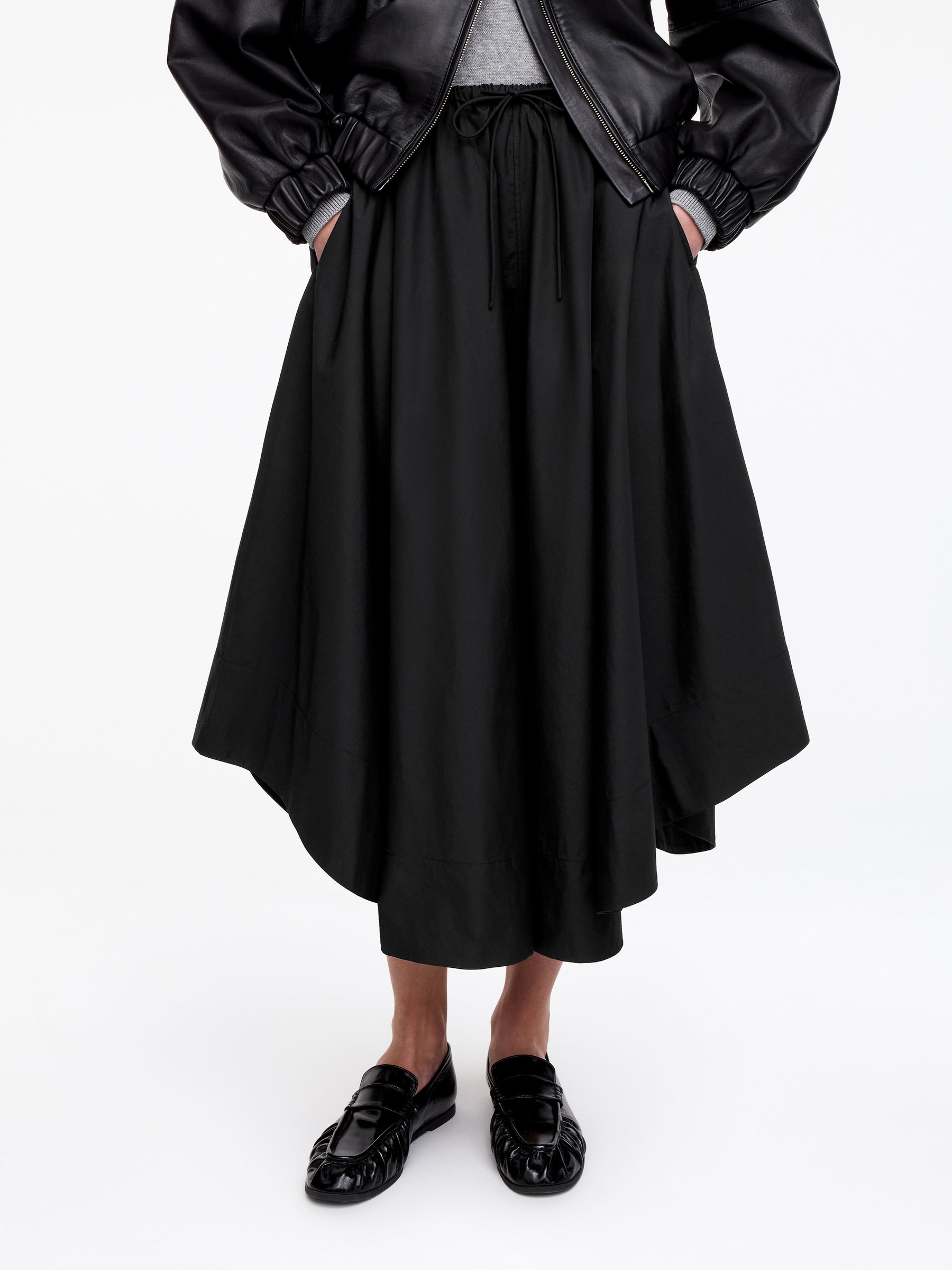 Wide Cotton Skirt - Black - Regular fit - Women - StillMedia/Lookbook - 4