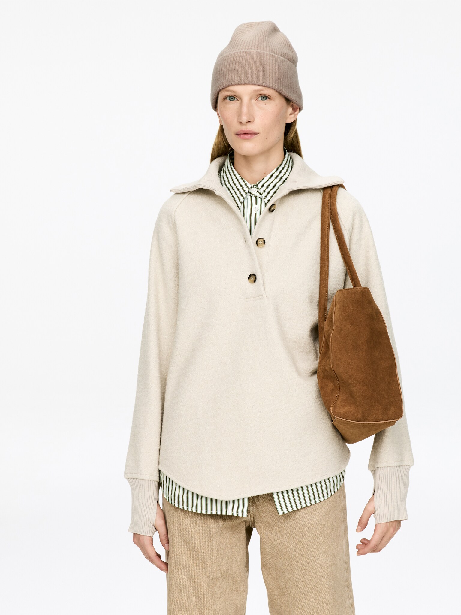 Bonnet en cachemire - Beige/Rose - 3