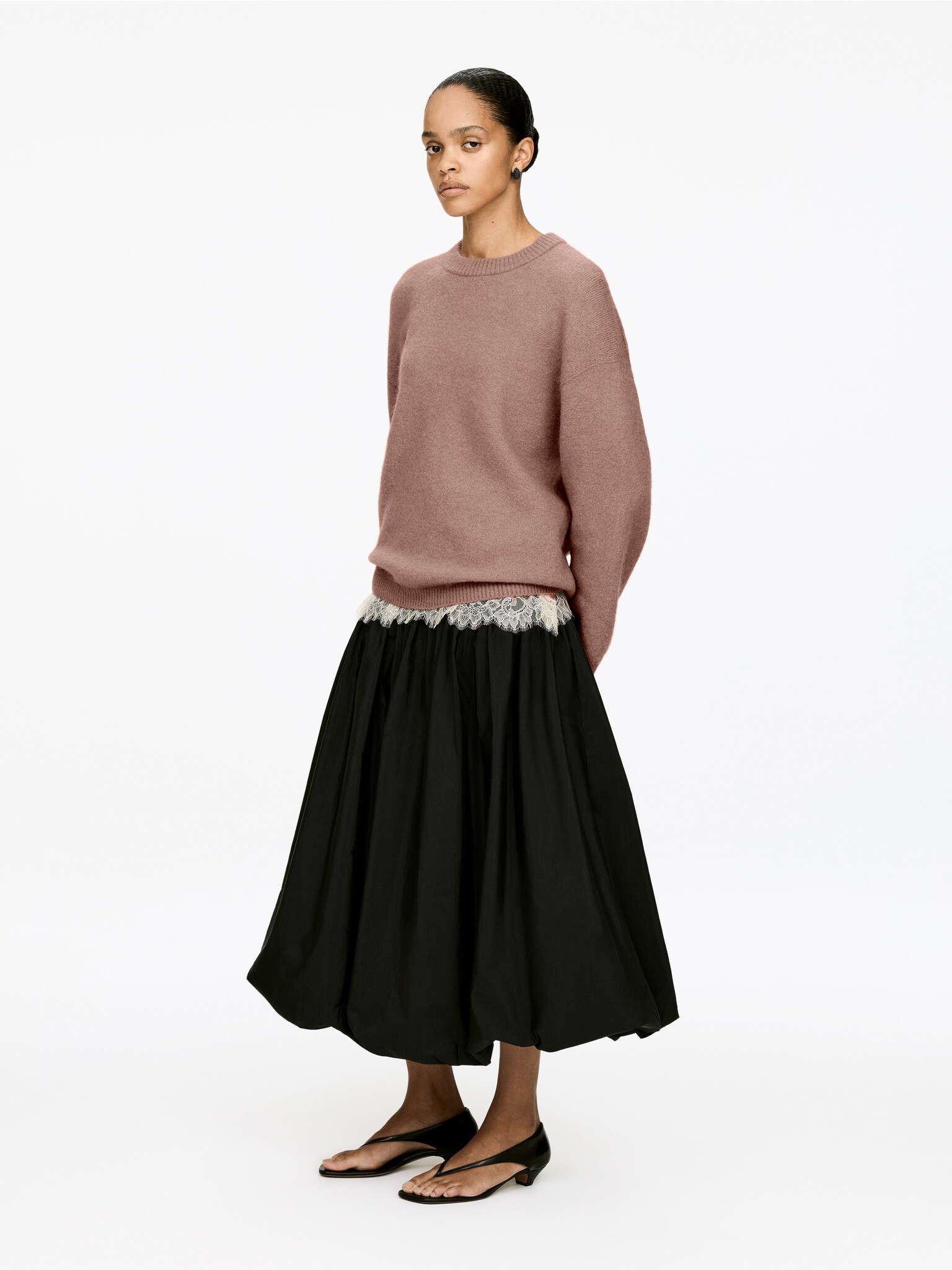 Pull en mélange de laine et d'alpaga - Rose poudré/Violet/Blanc cassé/Bordeaux foncé/Noir/Rouge/Beige - 6