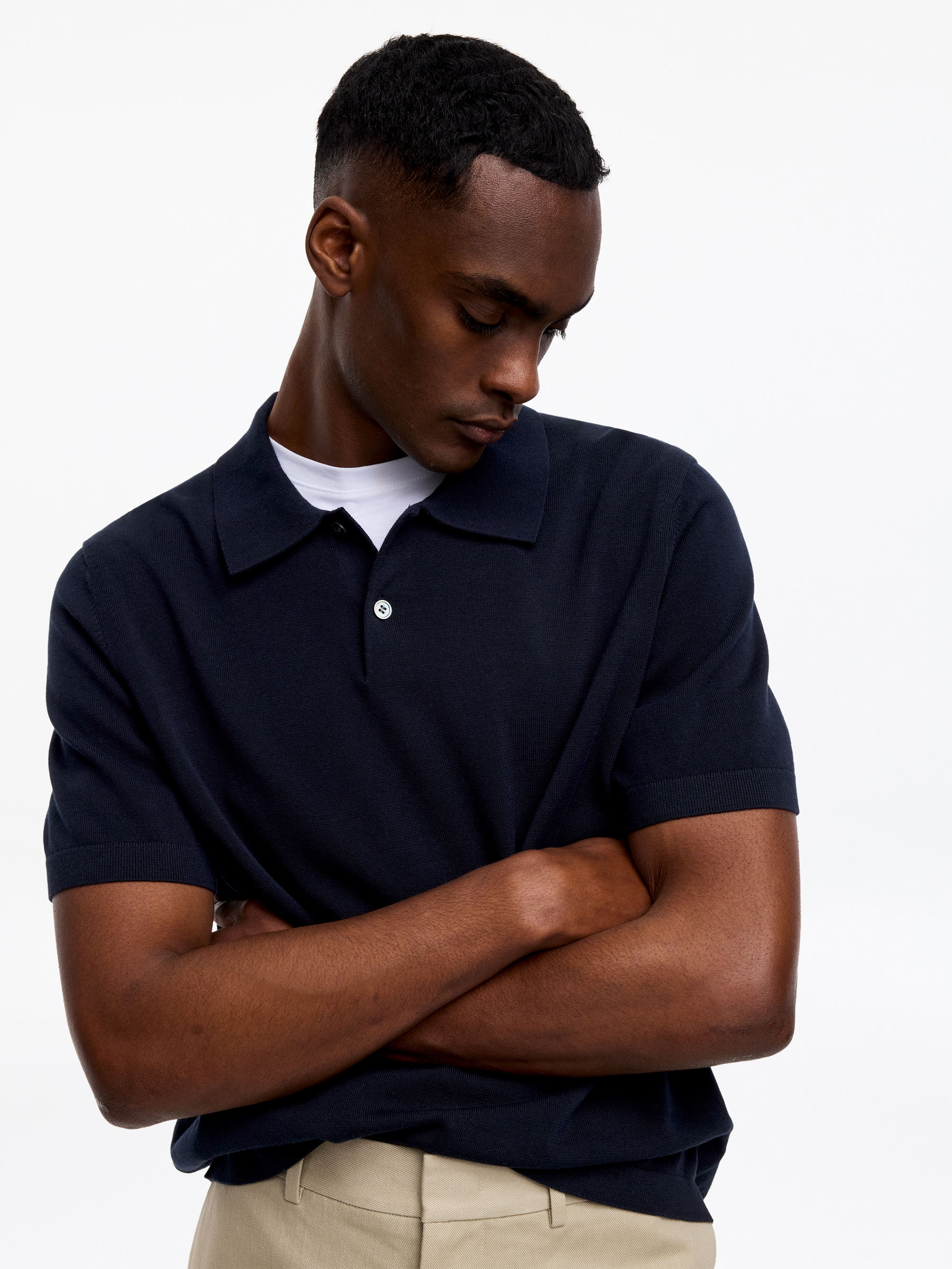 Fine-Knit Polo Shirt - Dark Blue - Regular fit - Men - StillMedia/Lookbook - 3