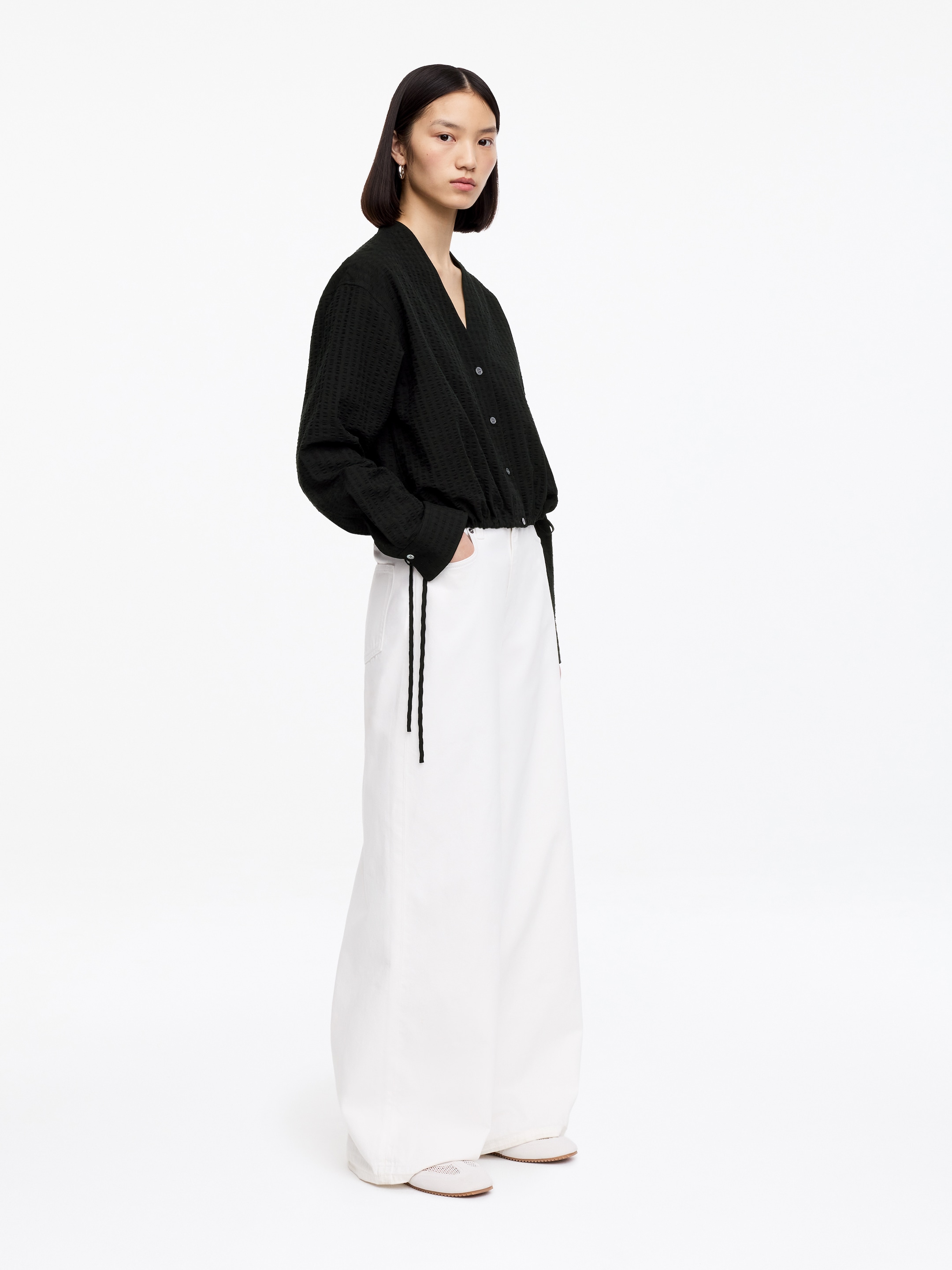 Seersucker-Oberteil - Schwarz - Regular Fit - Damen - StillMedia/Lookbook - 7