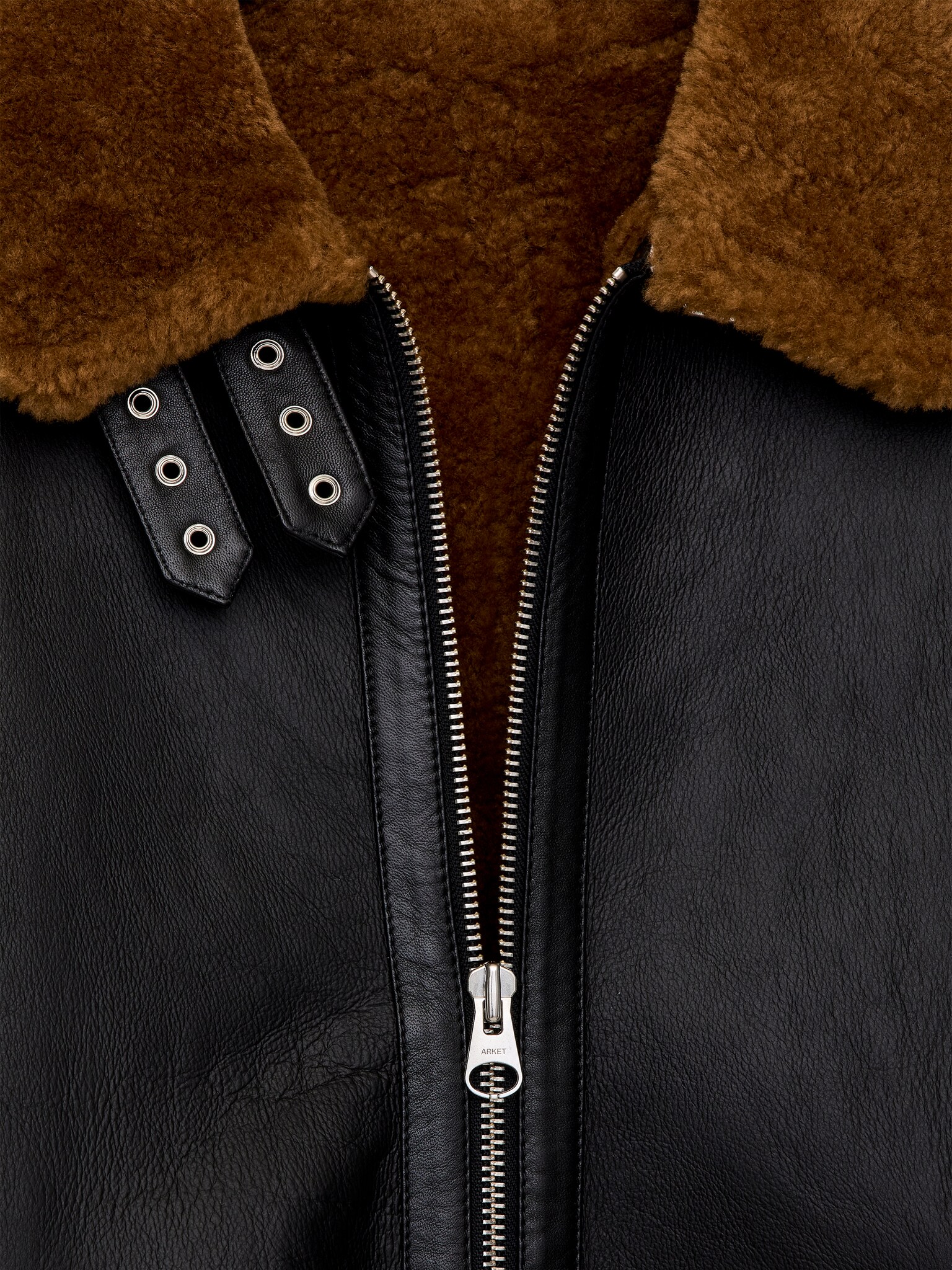 Veste en peau lainée - Noir - 8