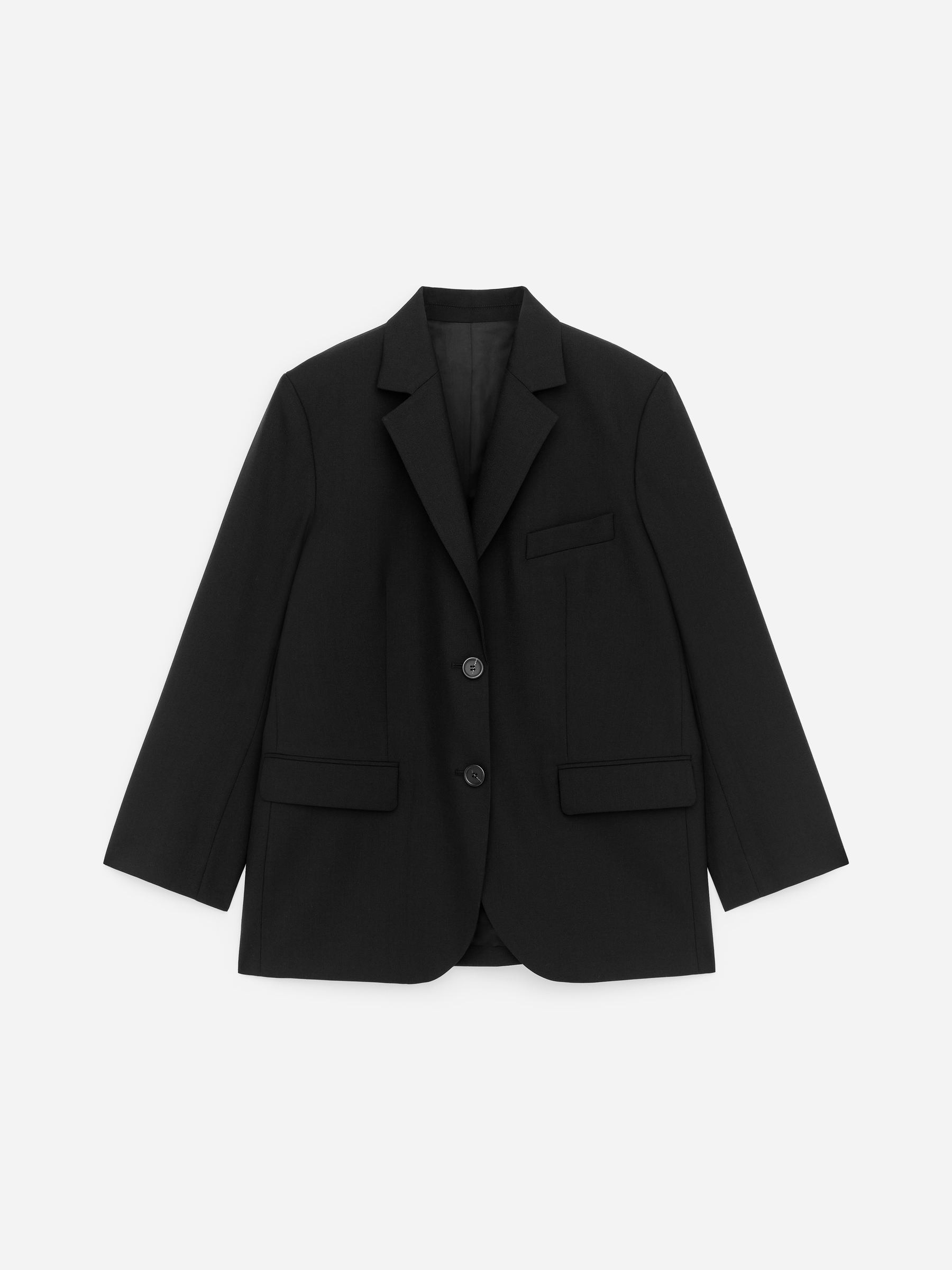 Hopsack Wool Blazer - Black - Oversized - Women - StillMedia/DescriptiveStillLife - 2