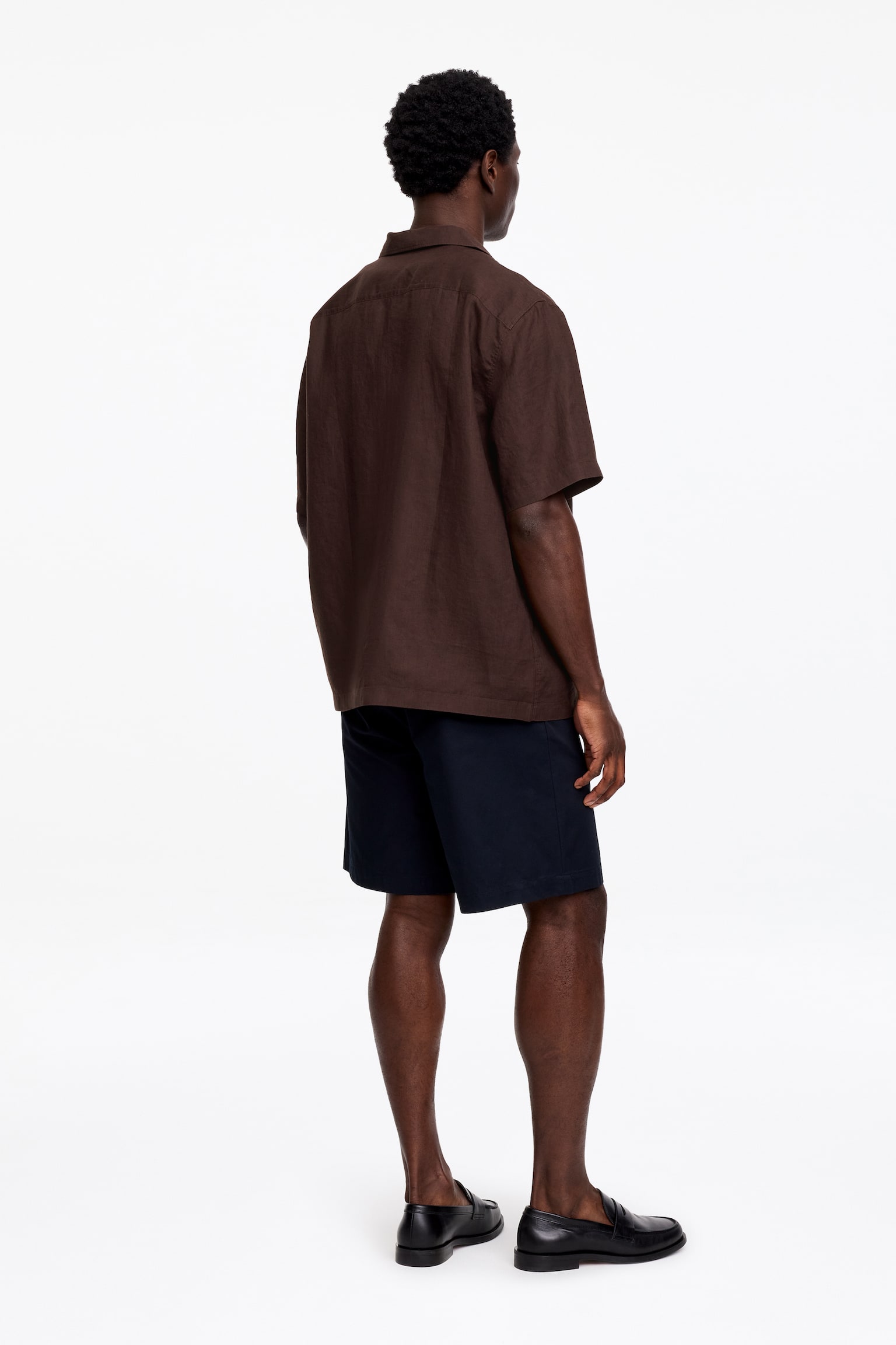 Overhemd met resort-kraag en ruimvallende pasvorm - Bruin/Donkerblauw/Wit - 4