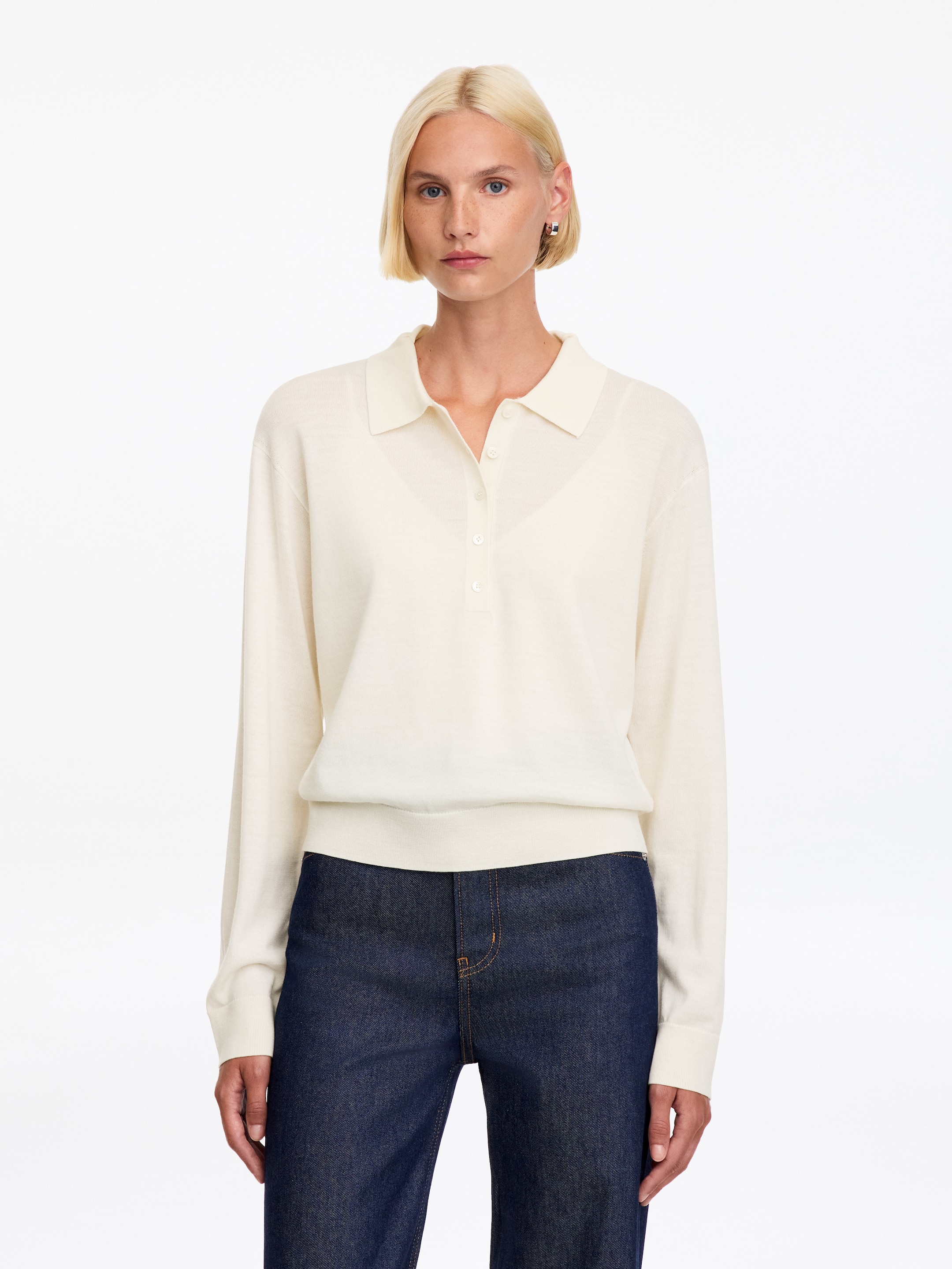 Polo en laine mérinos-White-20247