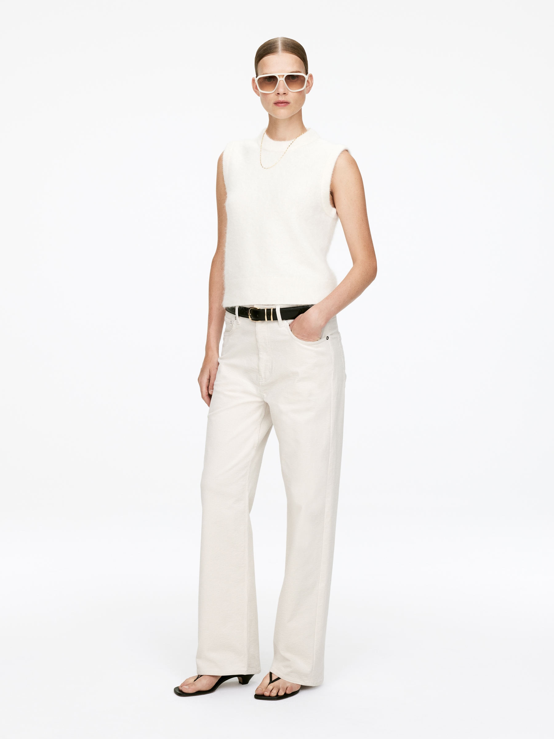 Vaqueros wide de pana CORAL - Blanco roto - Corte relajado - Women - StillMedia/Lookbook - 4