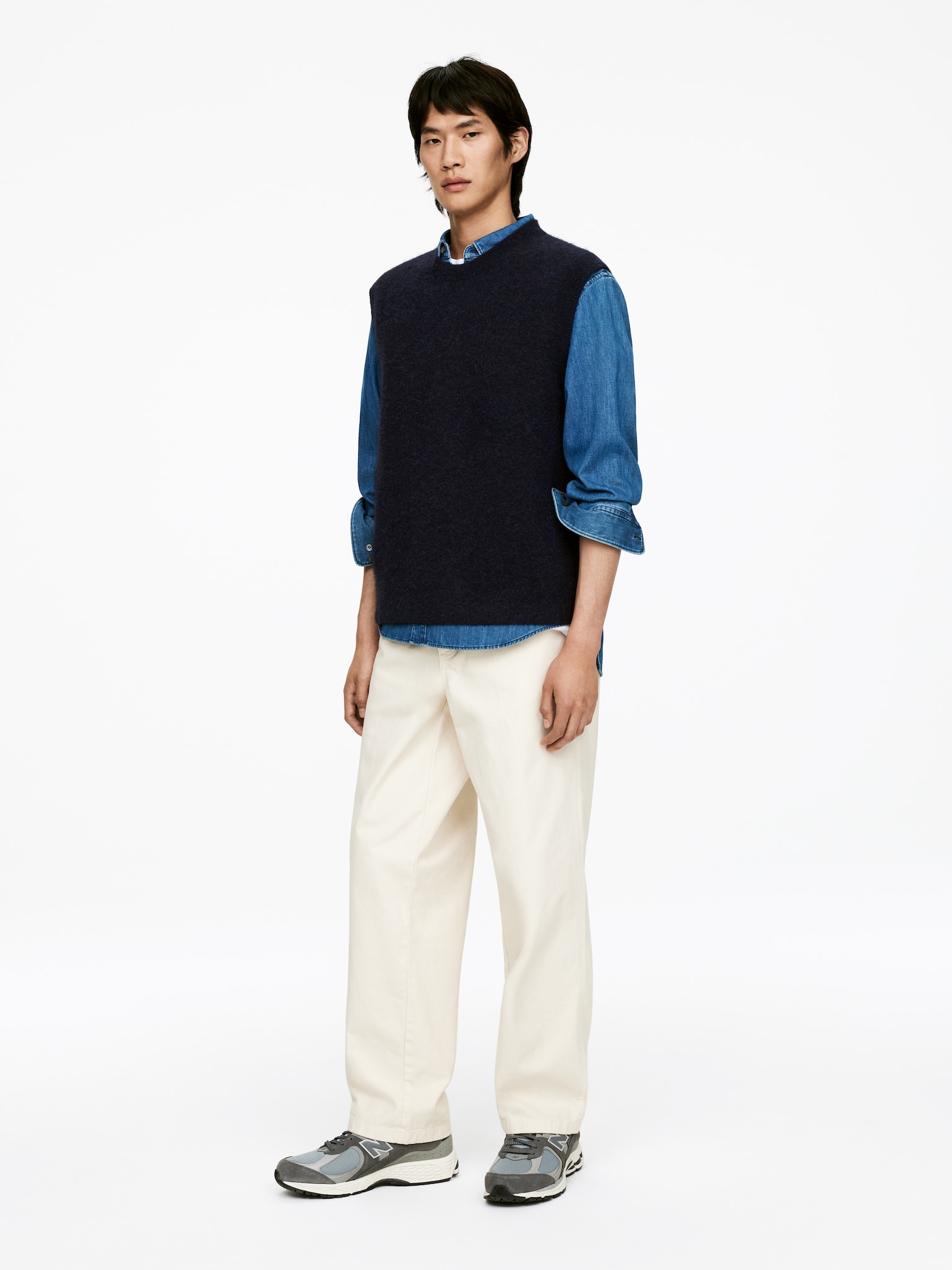 Gilet en mélange de laine et d'alpaga - Bleu foncé/Bordeaux/Vert foncé - 4