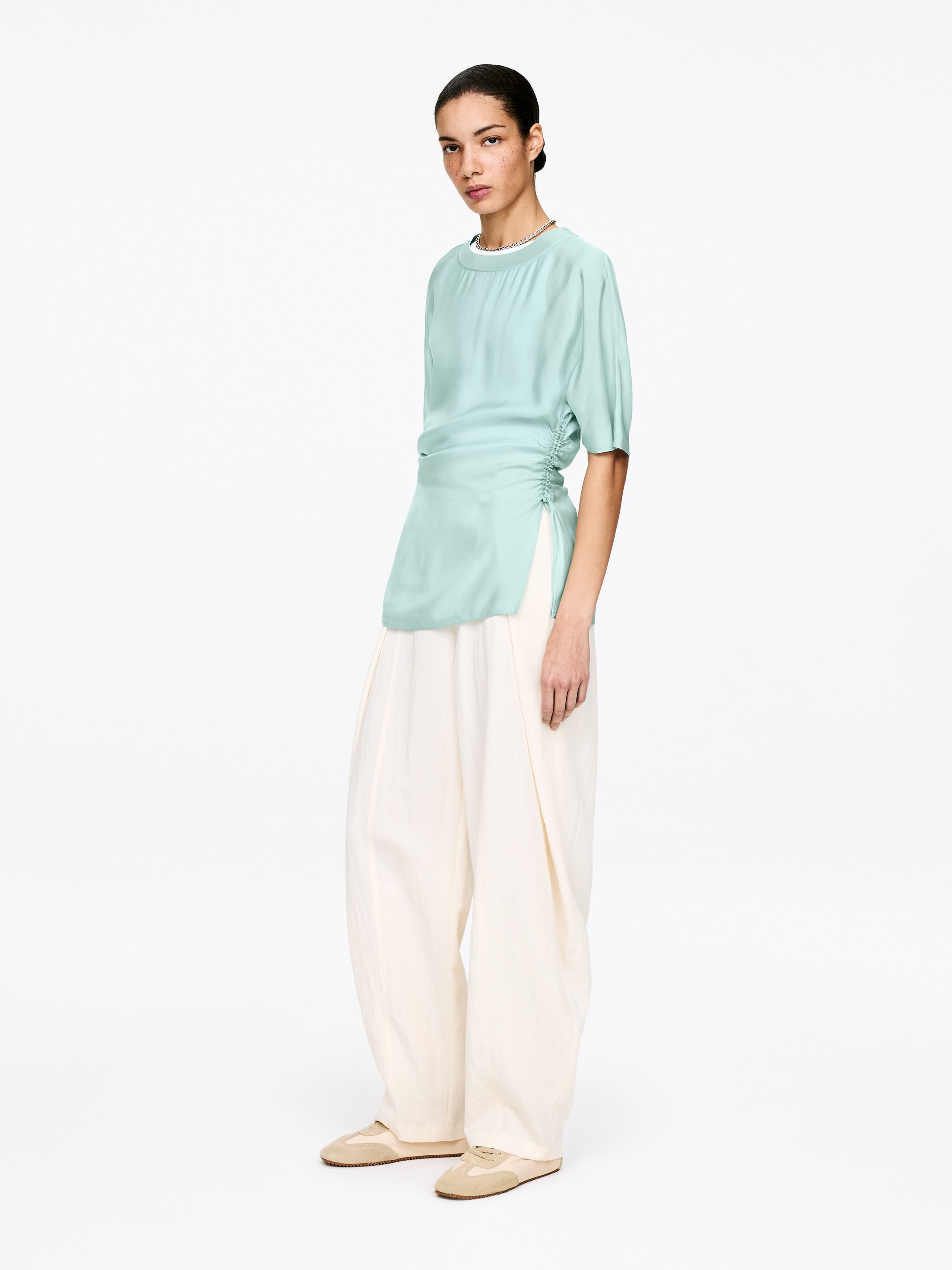 Topp med dragsko - Turkos - Regular fit - Women - StillMedia/Lookbook - 3