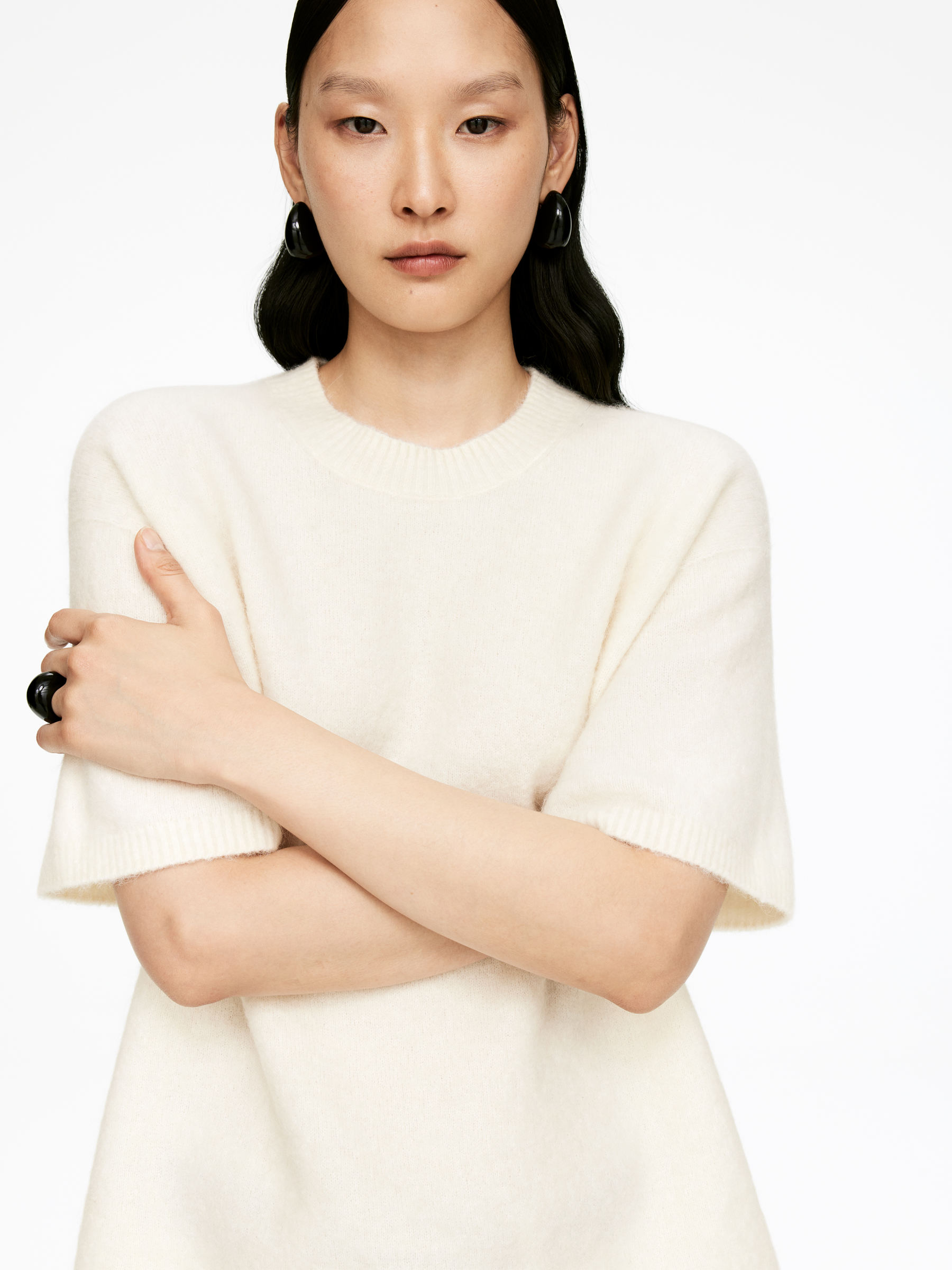 Alpaca-Wool Blend Jumper - Off White - Loose fit - Women - StillMedia/Lookbook - 5