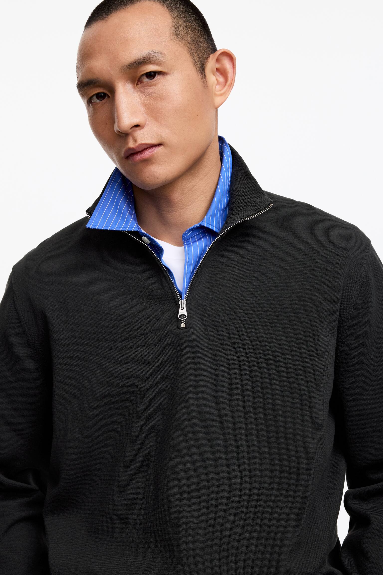 Maglione con mezza cerniera - Nero/Verde kaki - 6