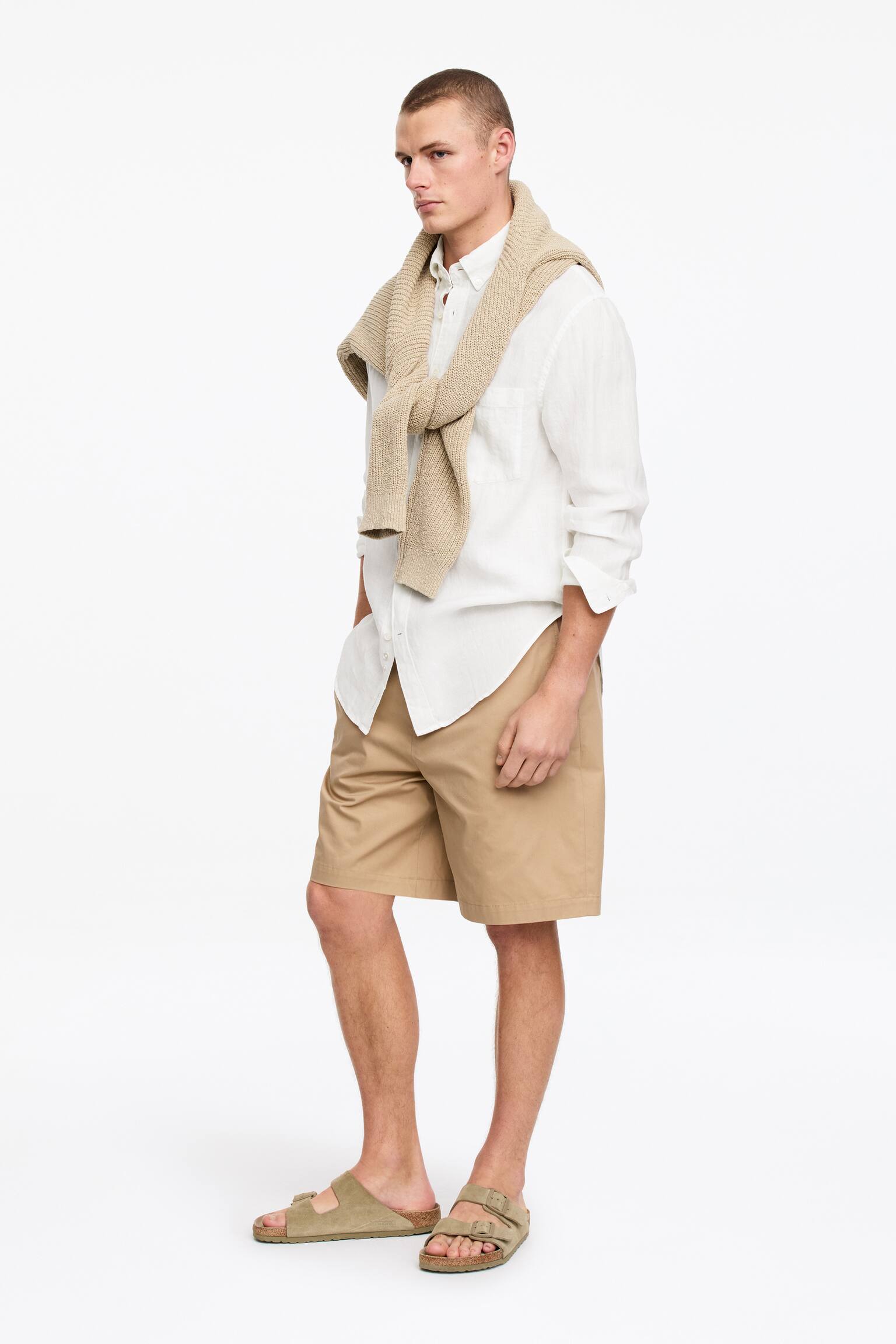 Vid linneskjorta - Off-white/Mörk dimrosa - 5