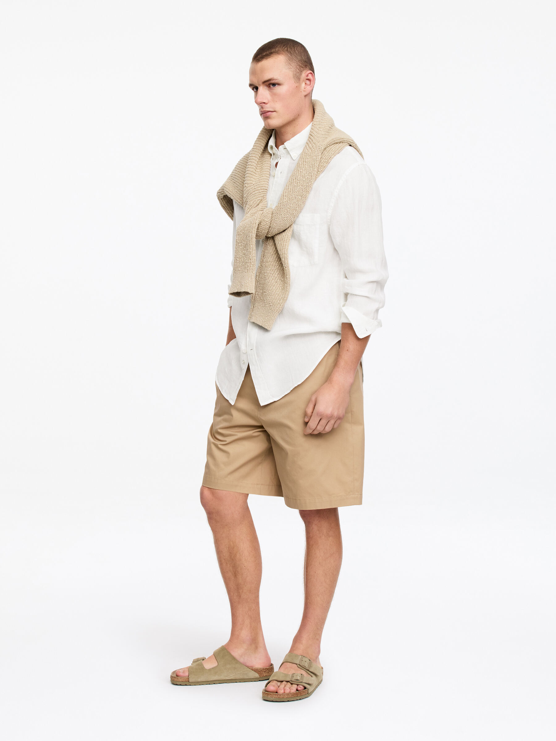 Relaxed Linen Shirt - Off White - Relaxed fit - Men - StillMedia/Lookbook - 3