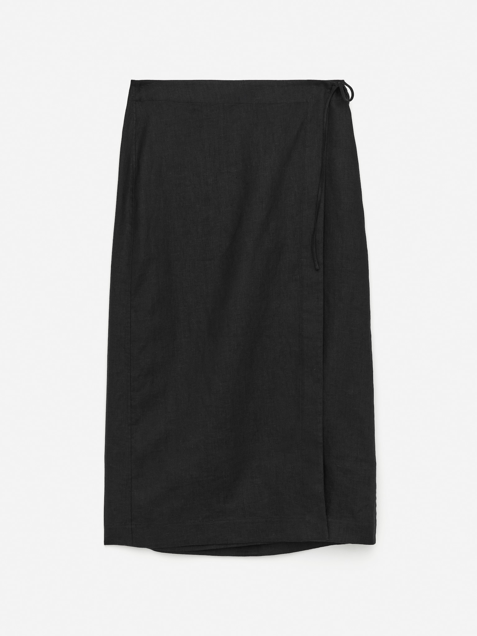 Ľanová zavinovacia sukňa - Black
