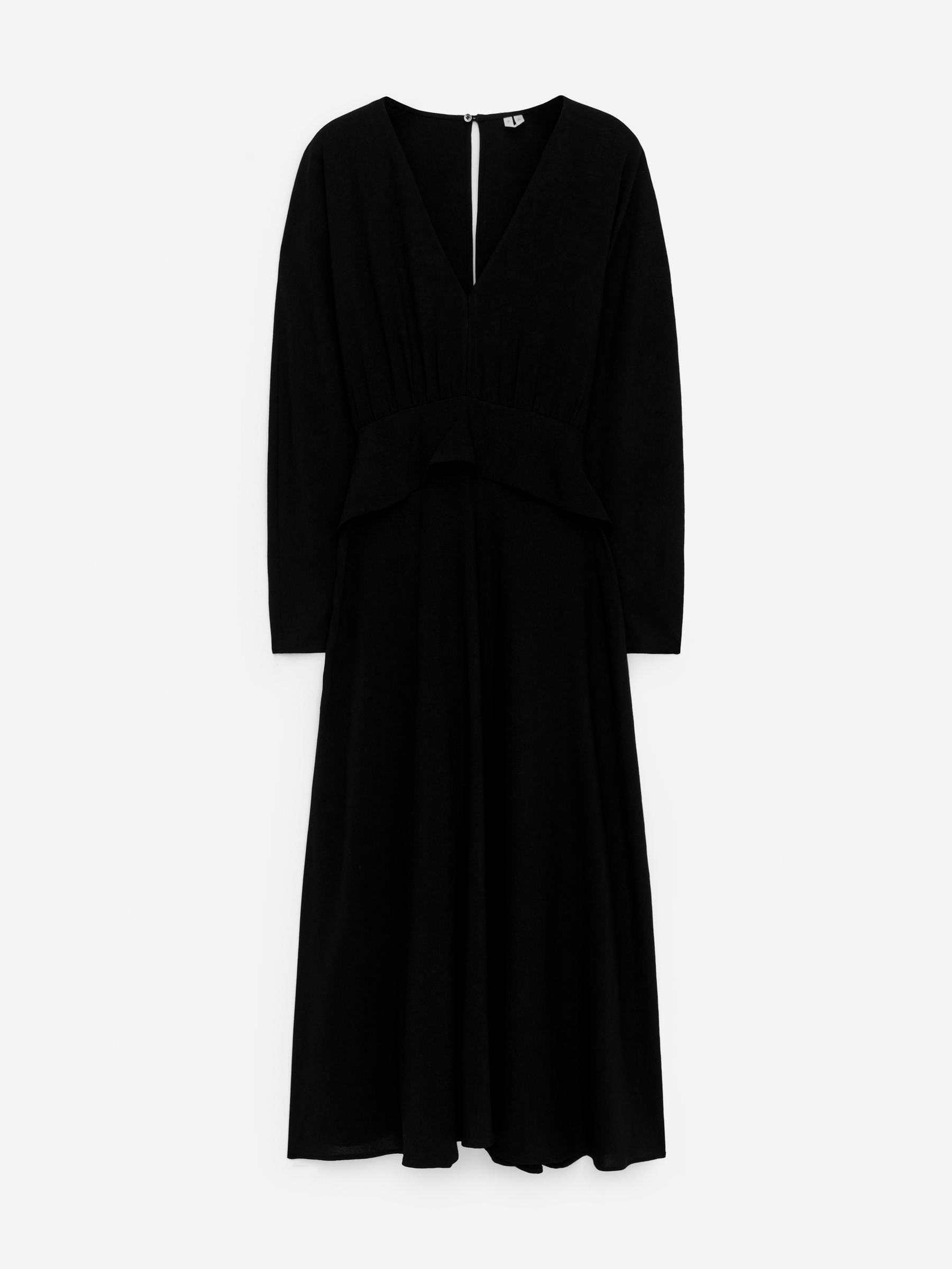 Tie-Waist Maxi Dress-Black-17359
