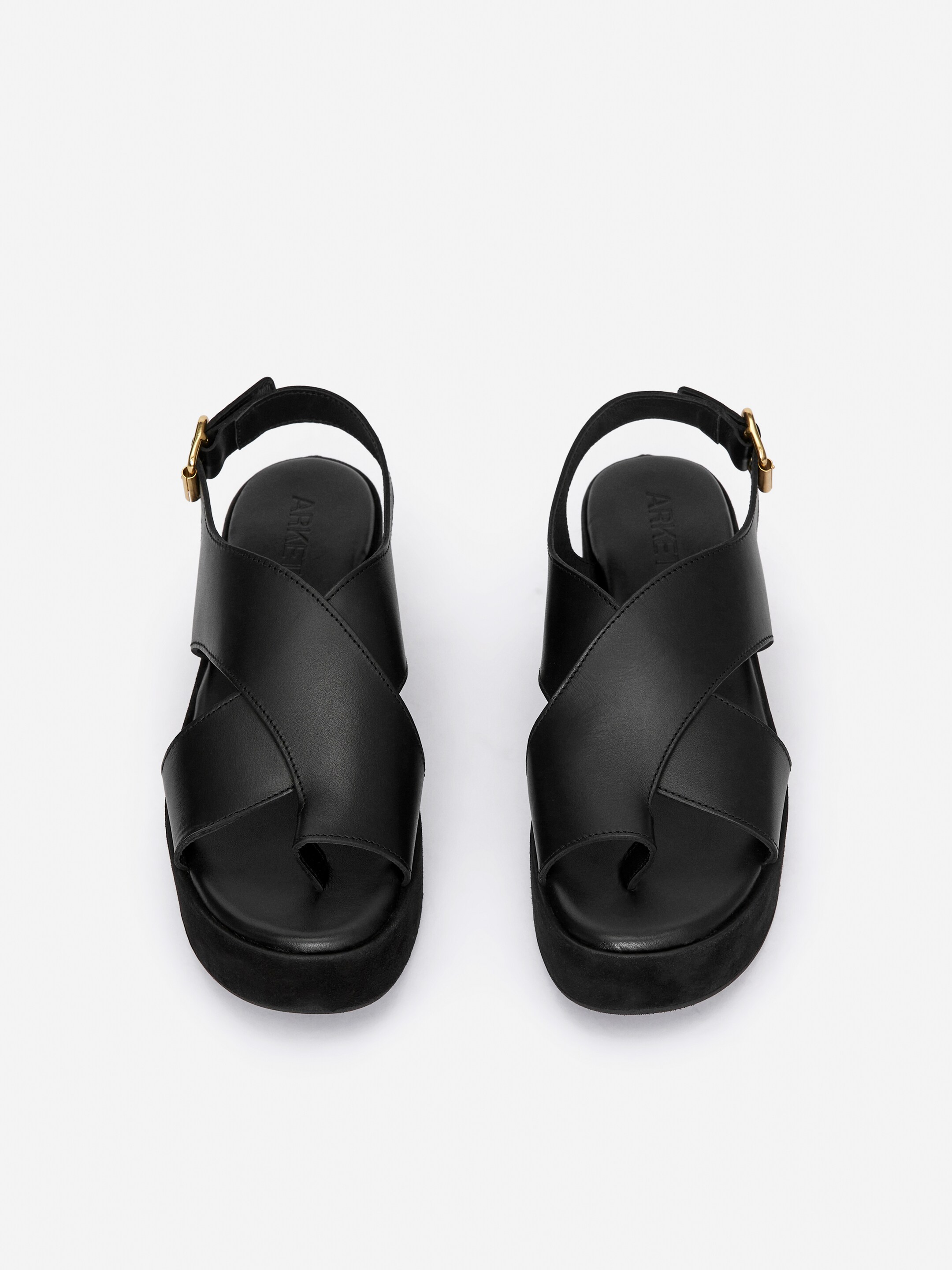 Leather Wedge Sandals - Black - Women - StillMedia/DescriptiveStillLife - 3