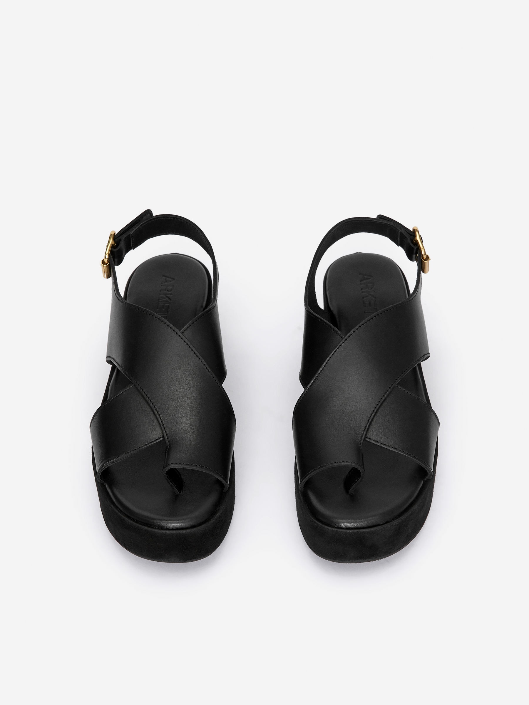 Sandales compensées en cuir - Noir - Femme - StillMedia/DescriptiveStillLife - 3