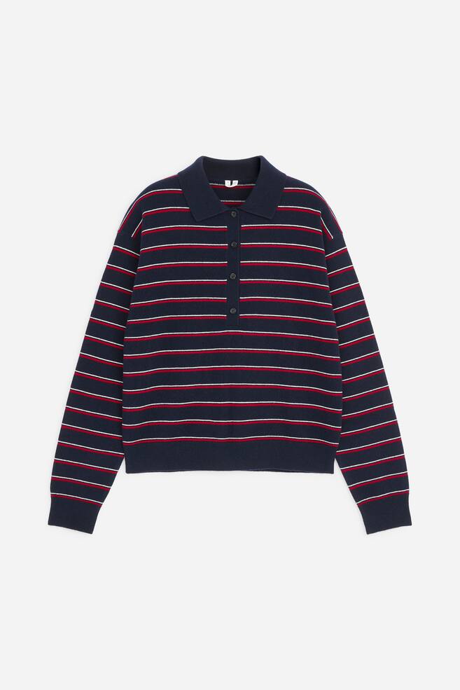 Polopullover aus weicher Merinowolle - Dunkelblau/Streifen/Schwarz/Khakigrün/Streifen - 1