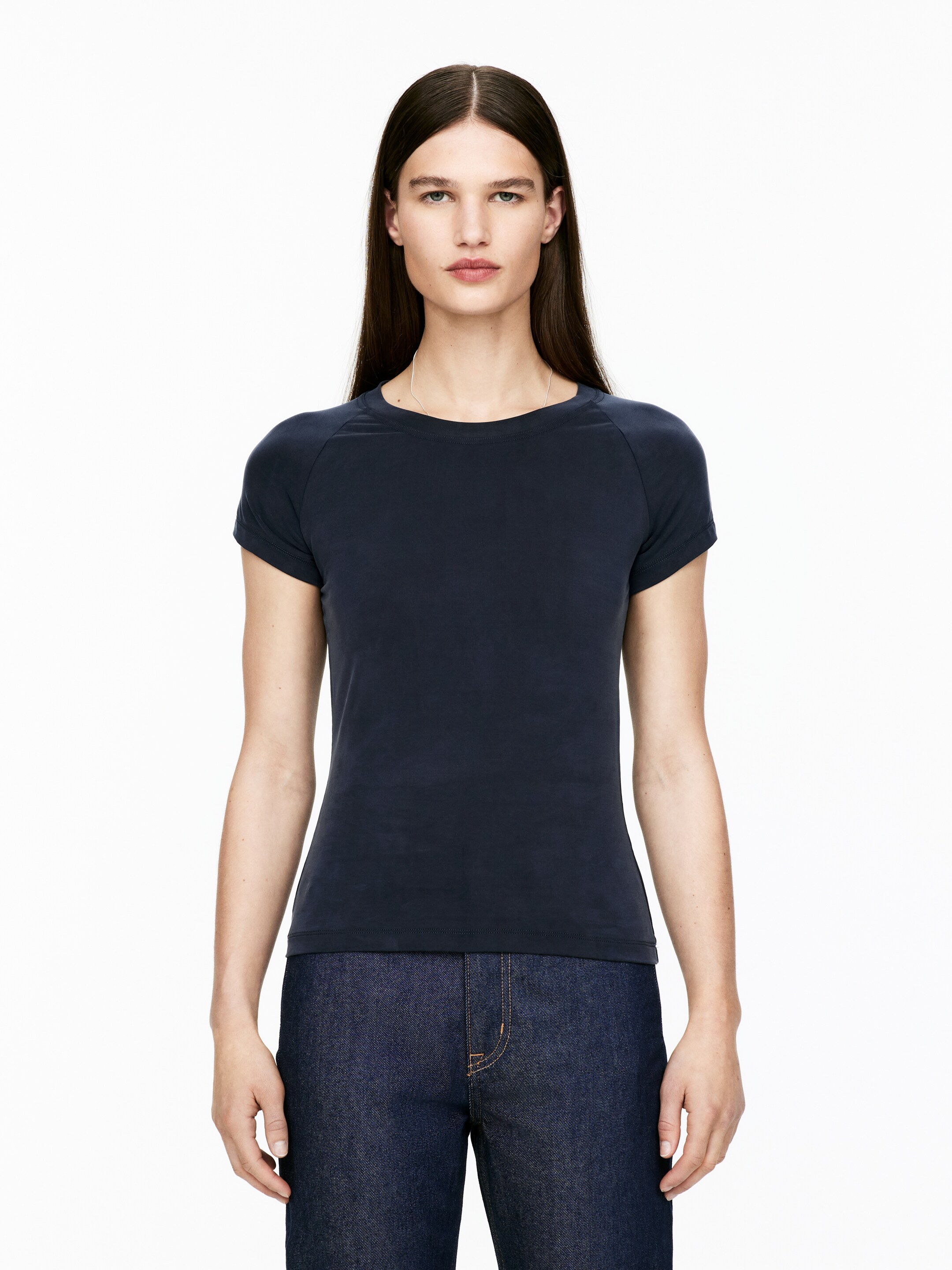 Agrandir l'image: T-shirt en cupro - Bleu foncé - FEMME | H&M BE 1