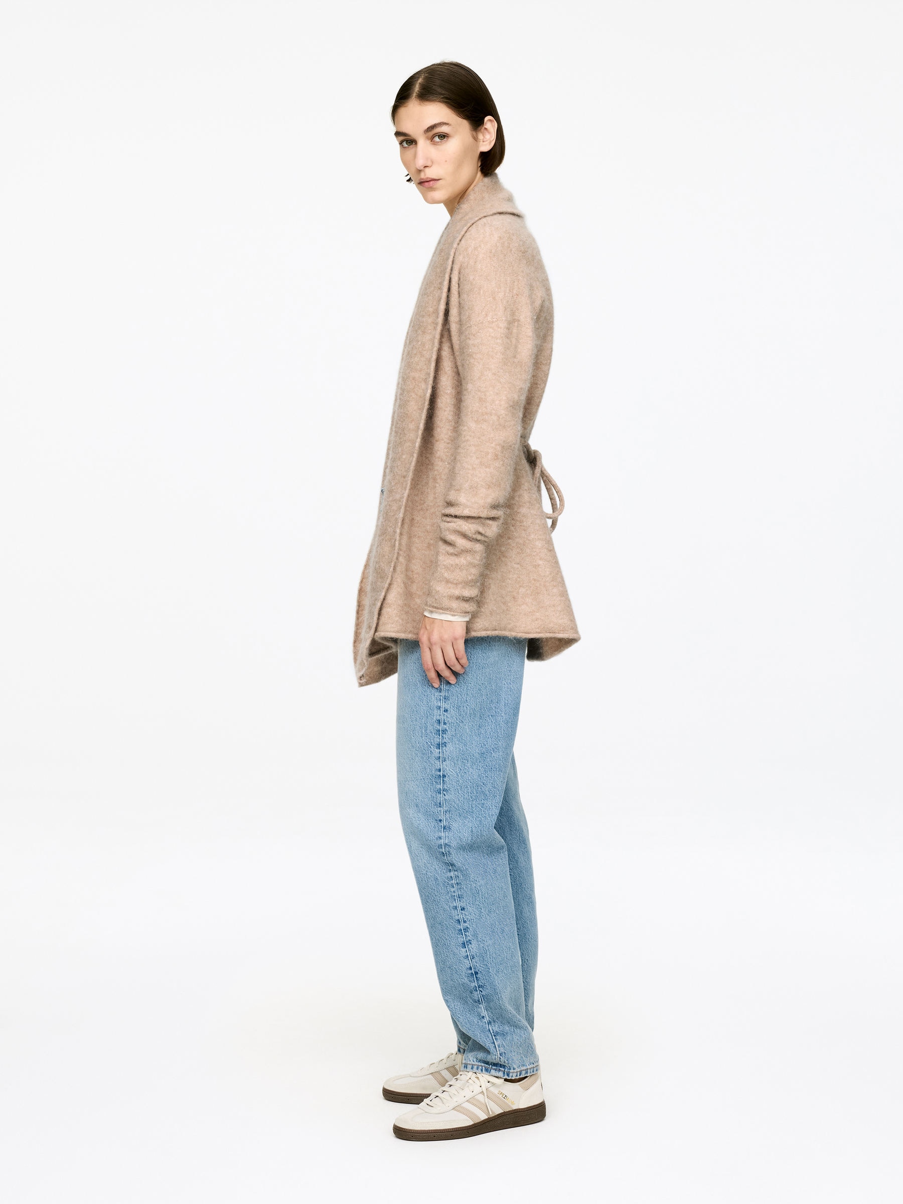 Alpaca-Wool Blend Cardigan - Beige Melange - Regular fit - Women - StillMedia/Lookbook - 4