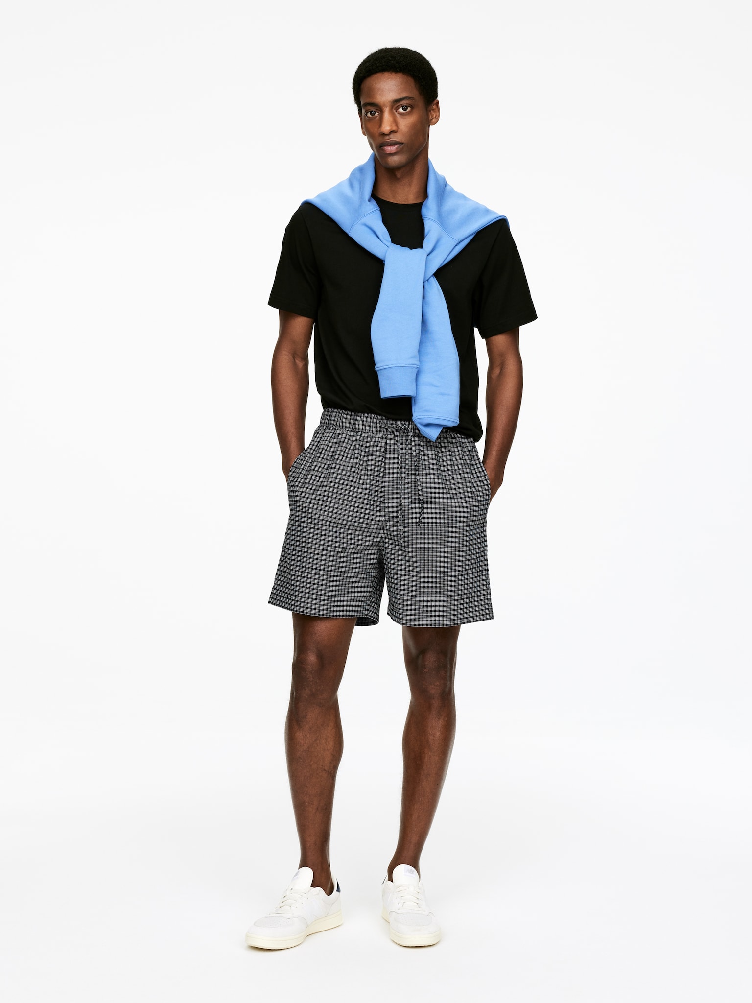 Seersucker short - Zwart