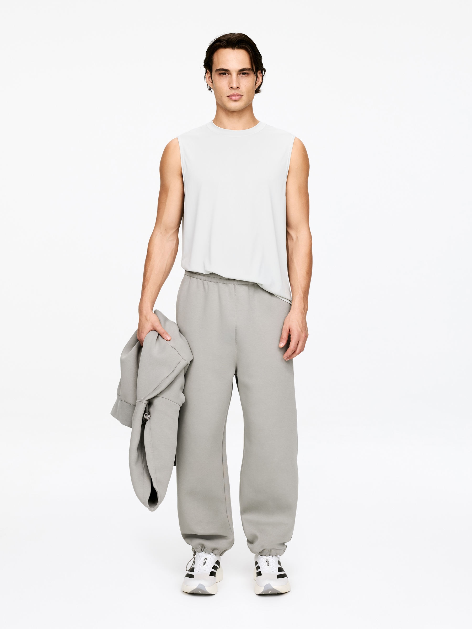 Proste spodnie dresowe-#7C7772-18204