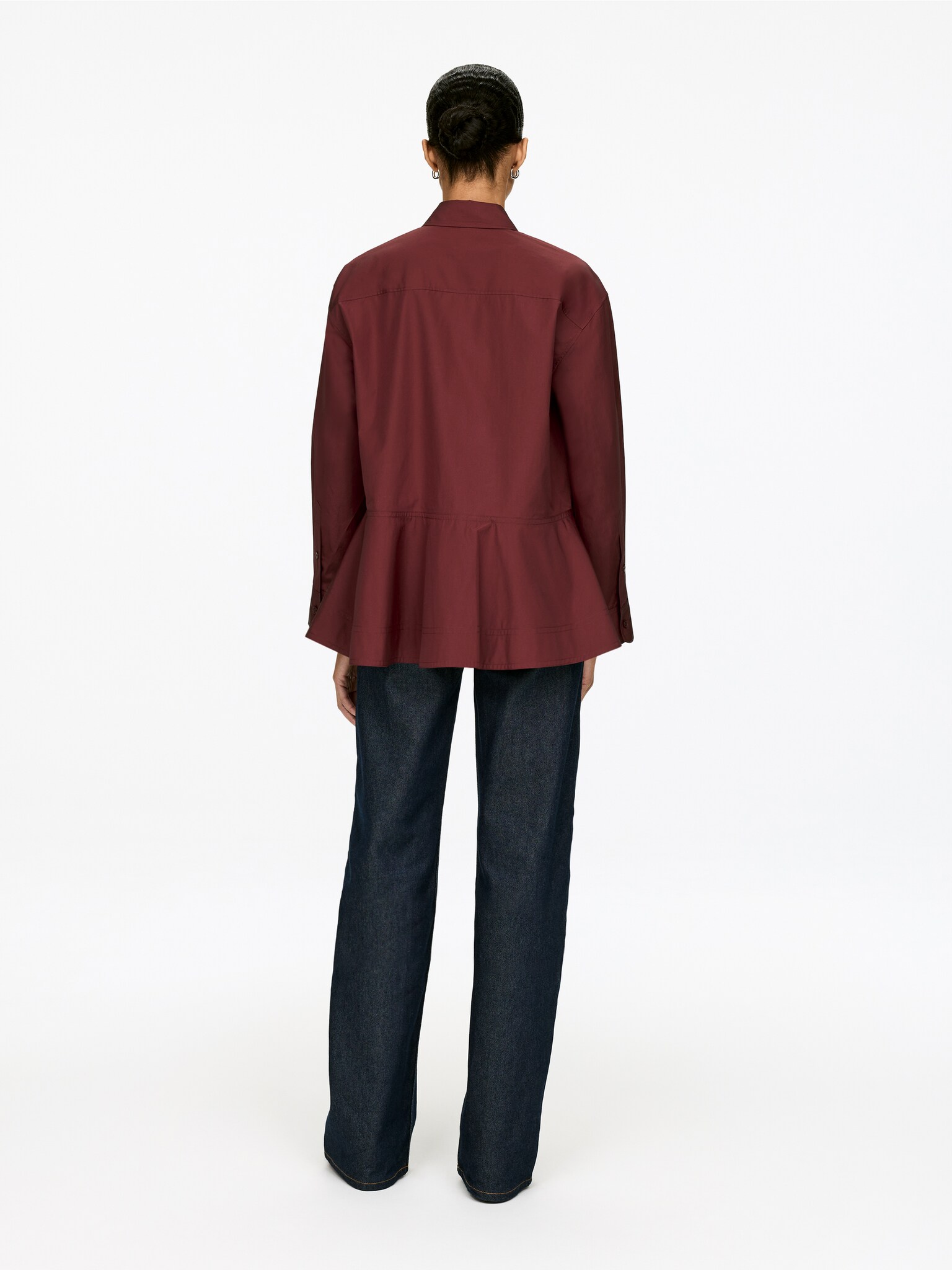 Chemisier péplum en coton - Rouge foncé - 3