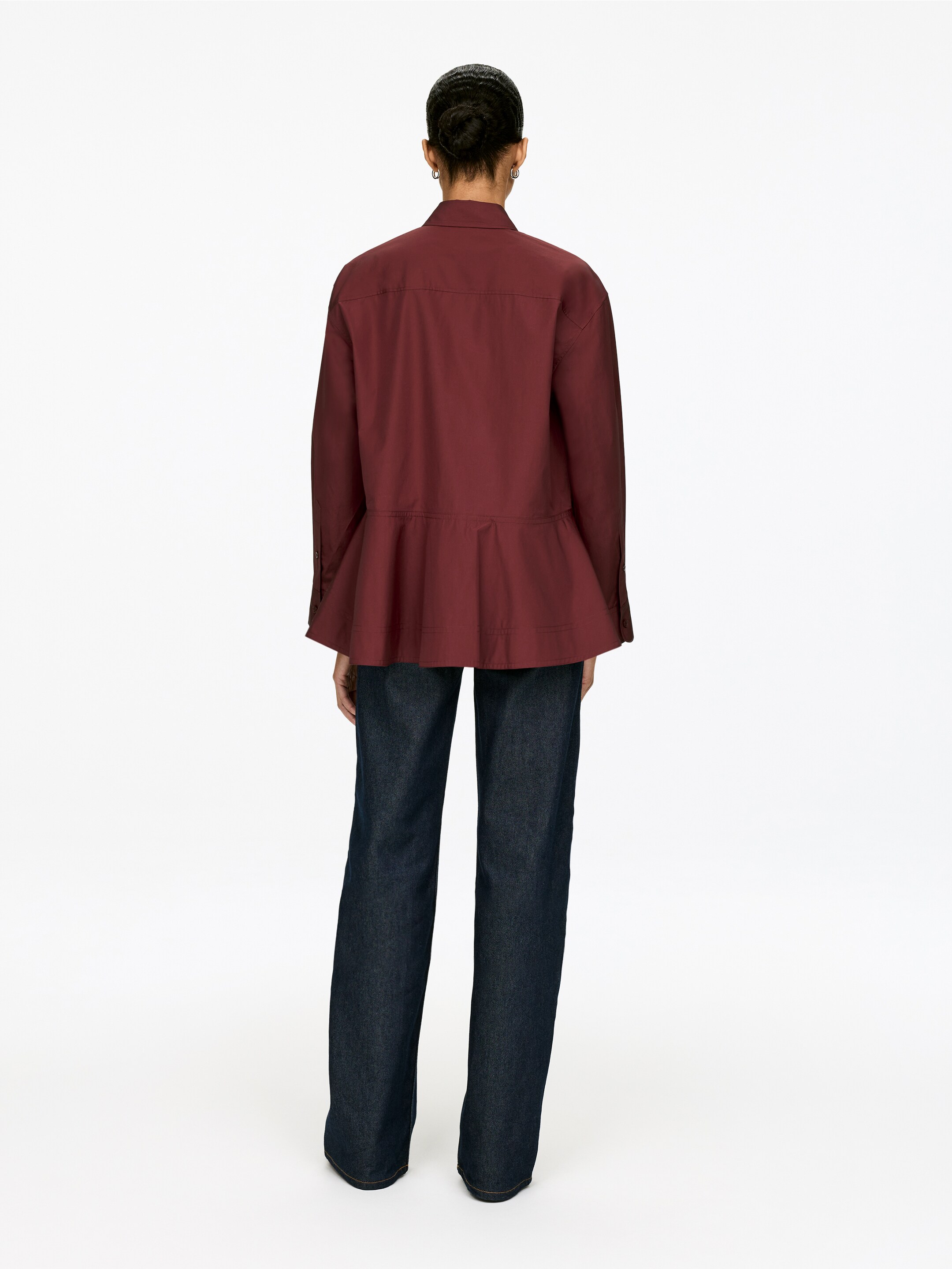 Vezi imaginea mai mare: Bluză peplum din bumbac - Roșu închis - FEMEI | H&M RO 3