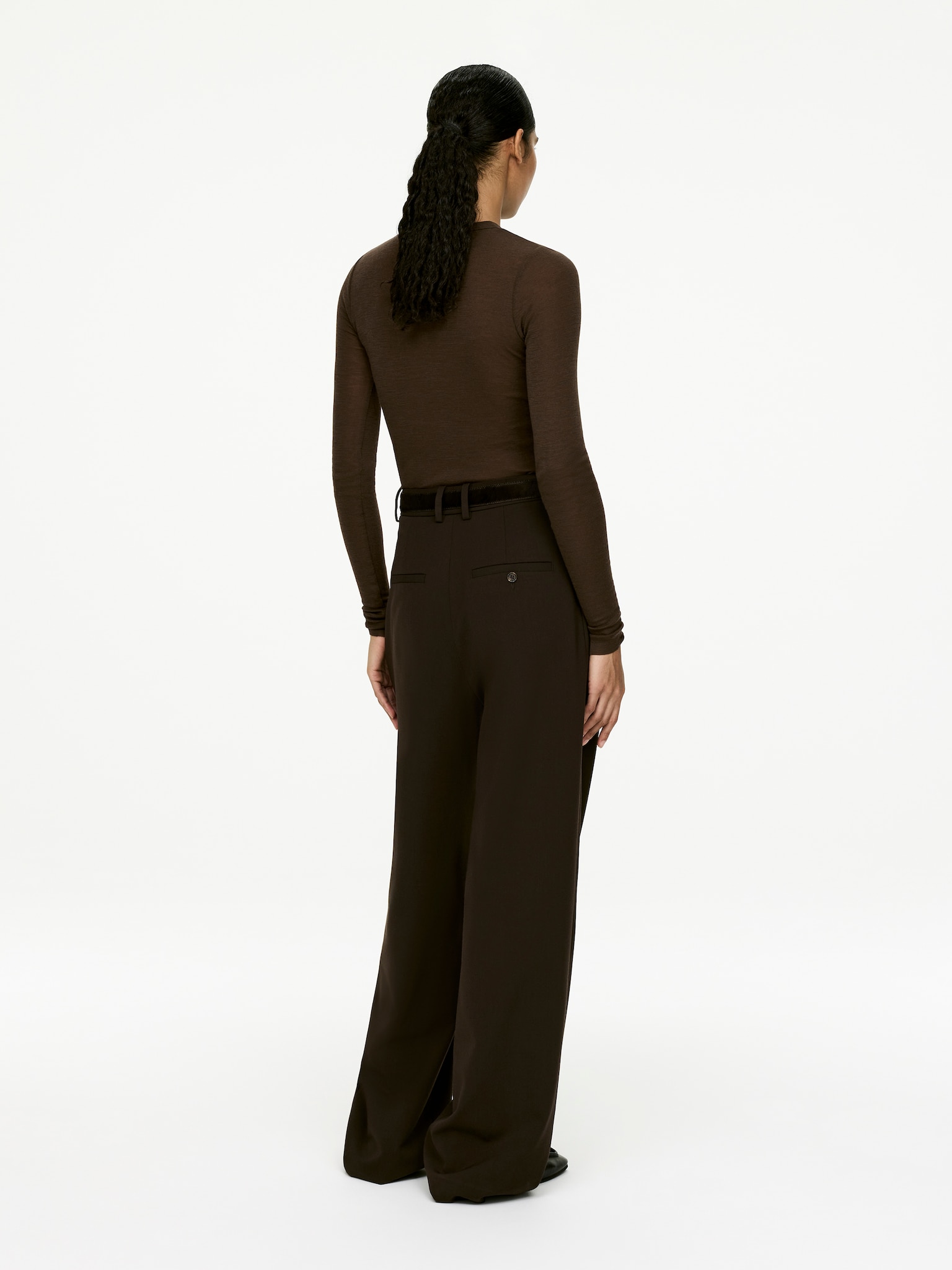 Long-Sleeved Merino Top - Dark Brown/Dark Mustard/Dark Grey Melange/Black - 3