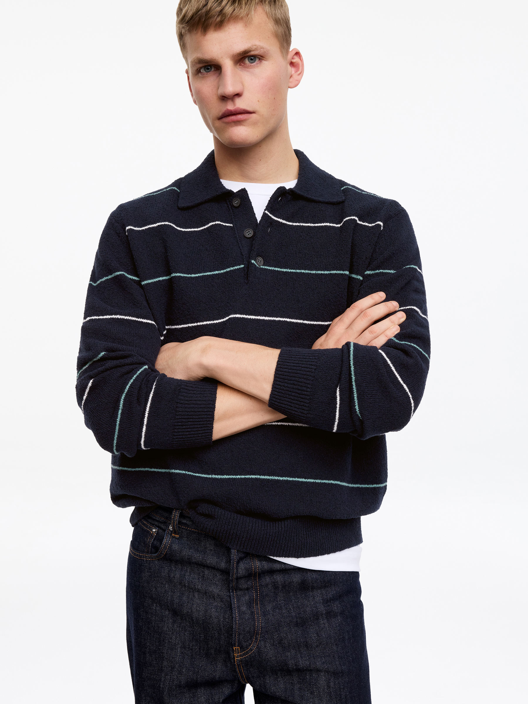 Polo de punto - Azul oscuro/rayas - Corte estándar - Men - StillMedia/Lookbook - 6