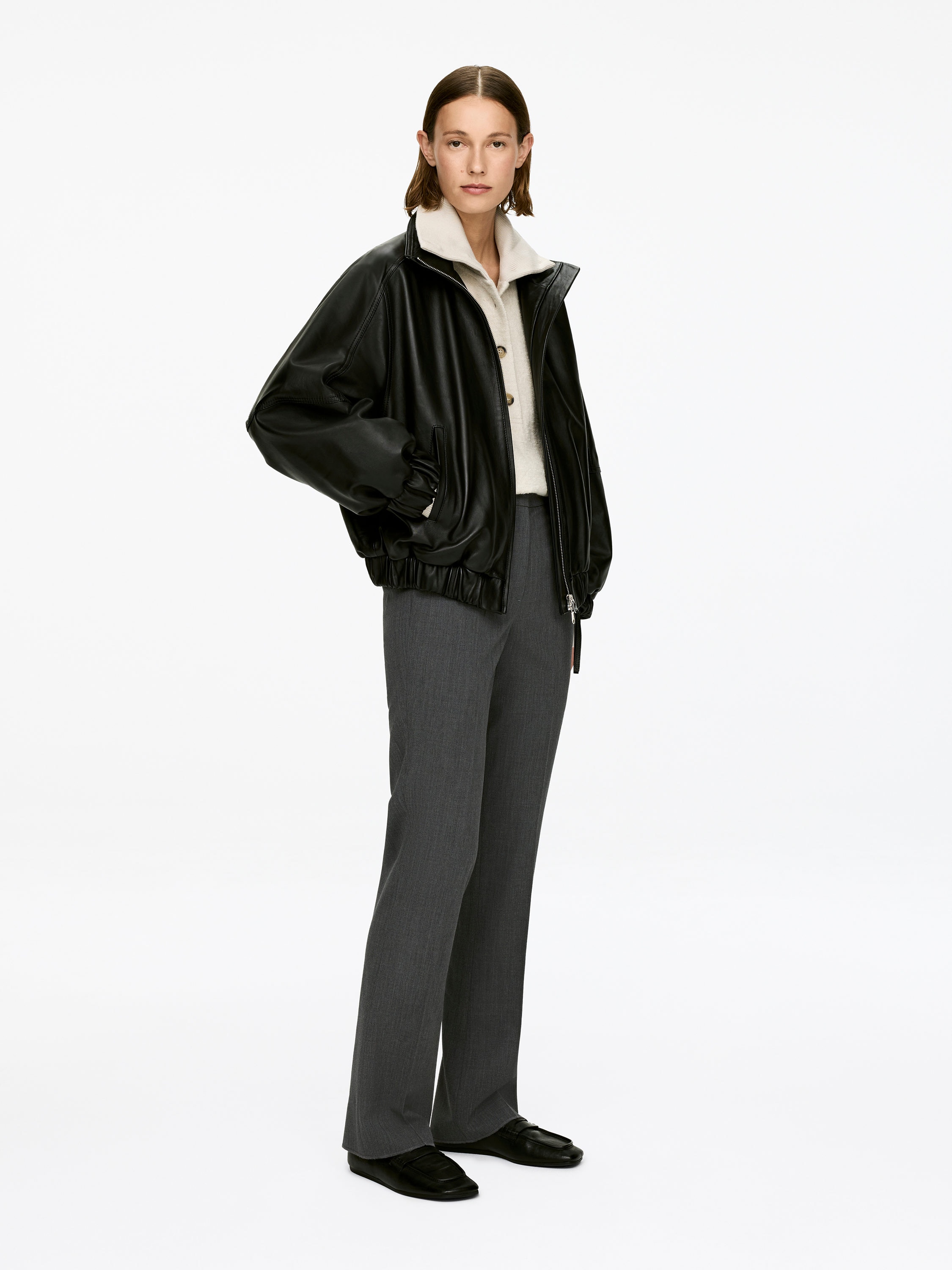 Tailored Wool-Blend Trousers - Dark Grey Melange - Slim fit - Women - StillMedia/Lookbook - 8