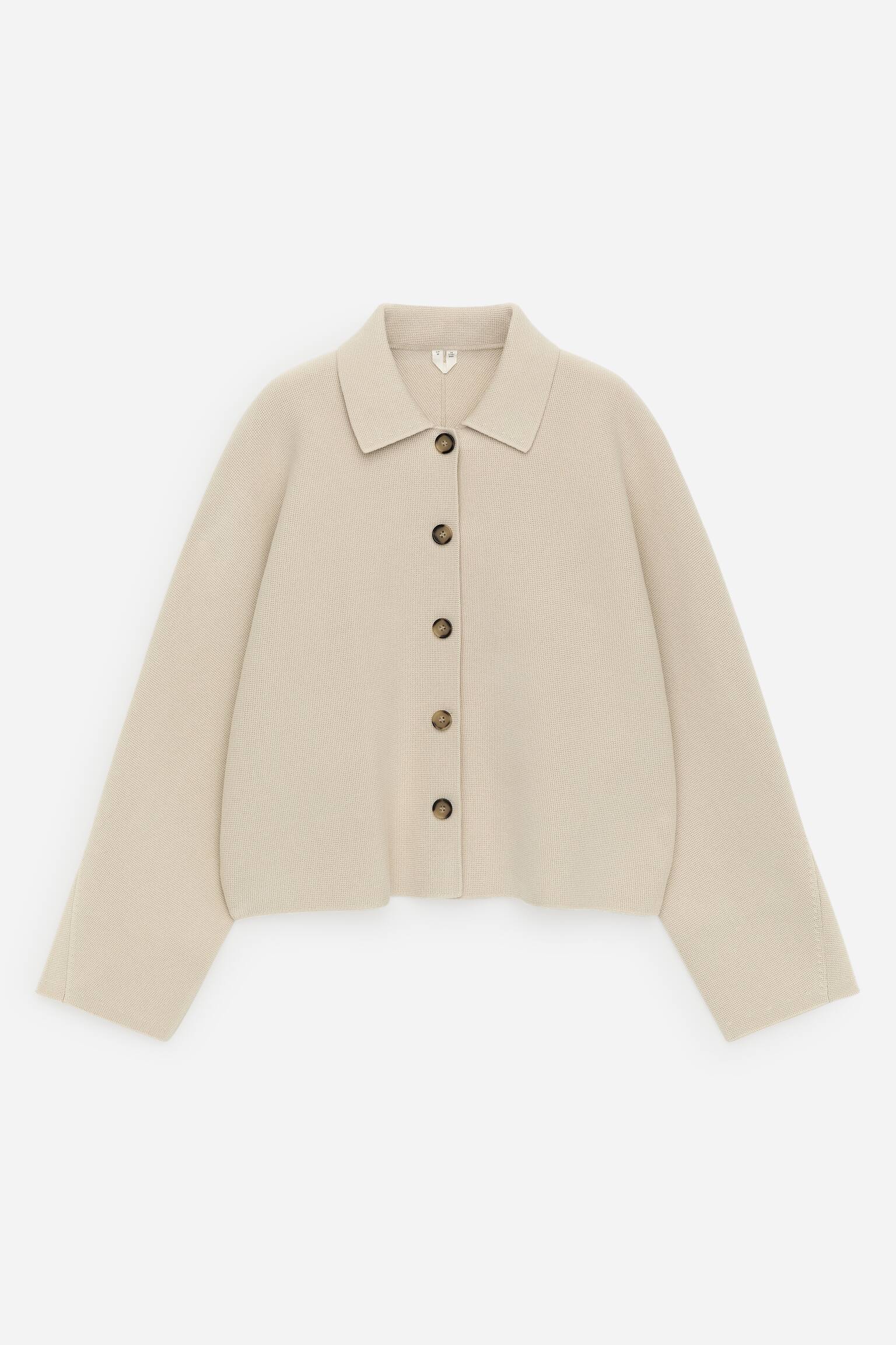 Pletená bavlněná bunda - Béžová/Tmavě modrá - 2