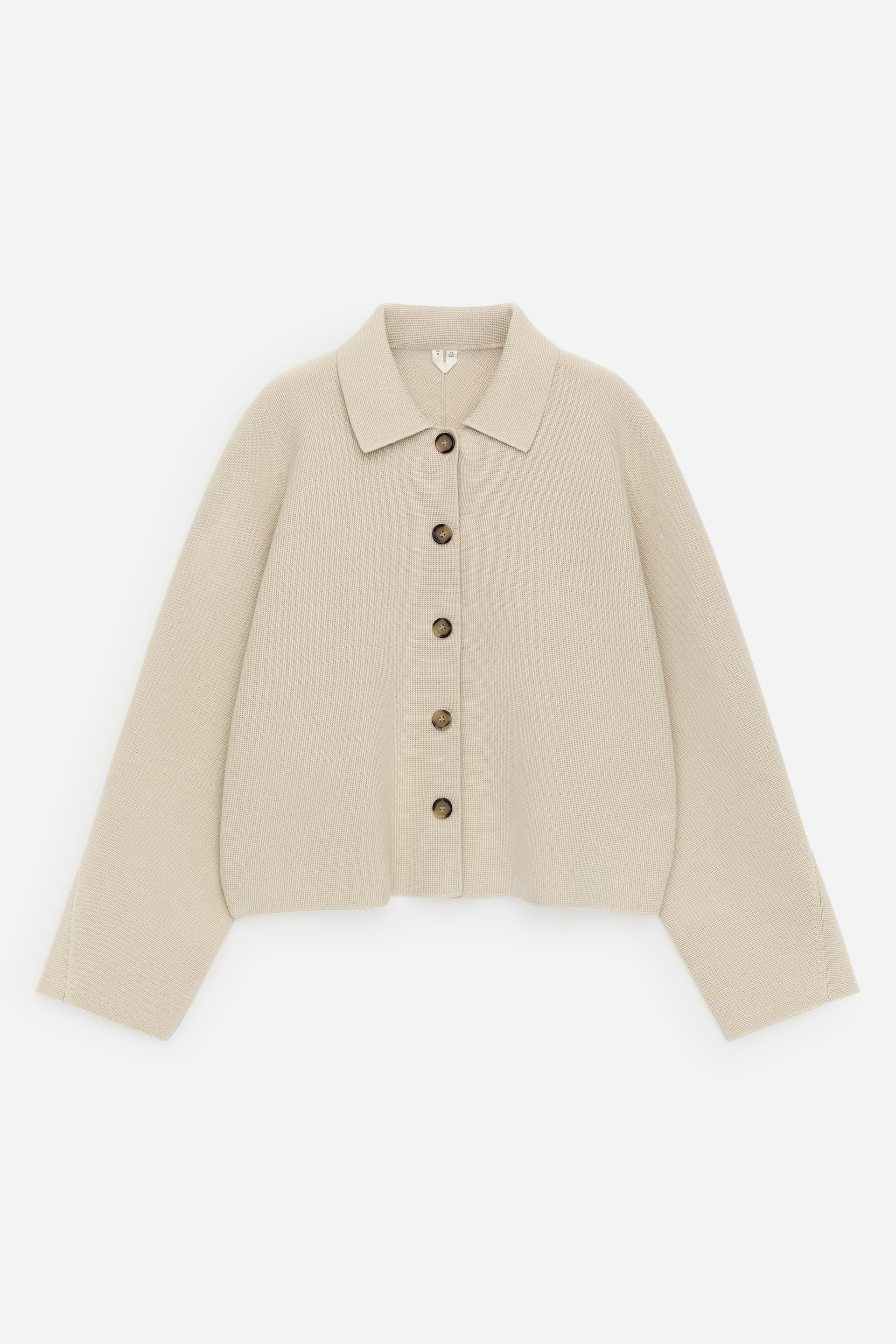 Visa större bild: Stickad bomullsjacka - Beige - DAM | H&M FI 1
